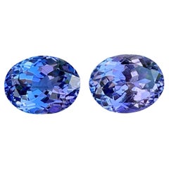 5.33 carats Blue Tanzanite Stone Pair Oval Shaped Tanzanian Gemstone