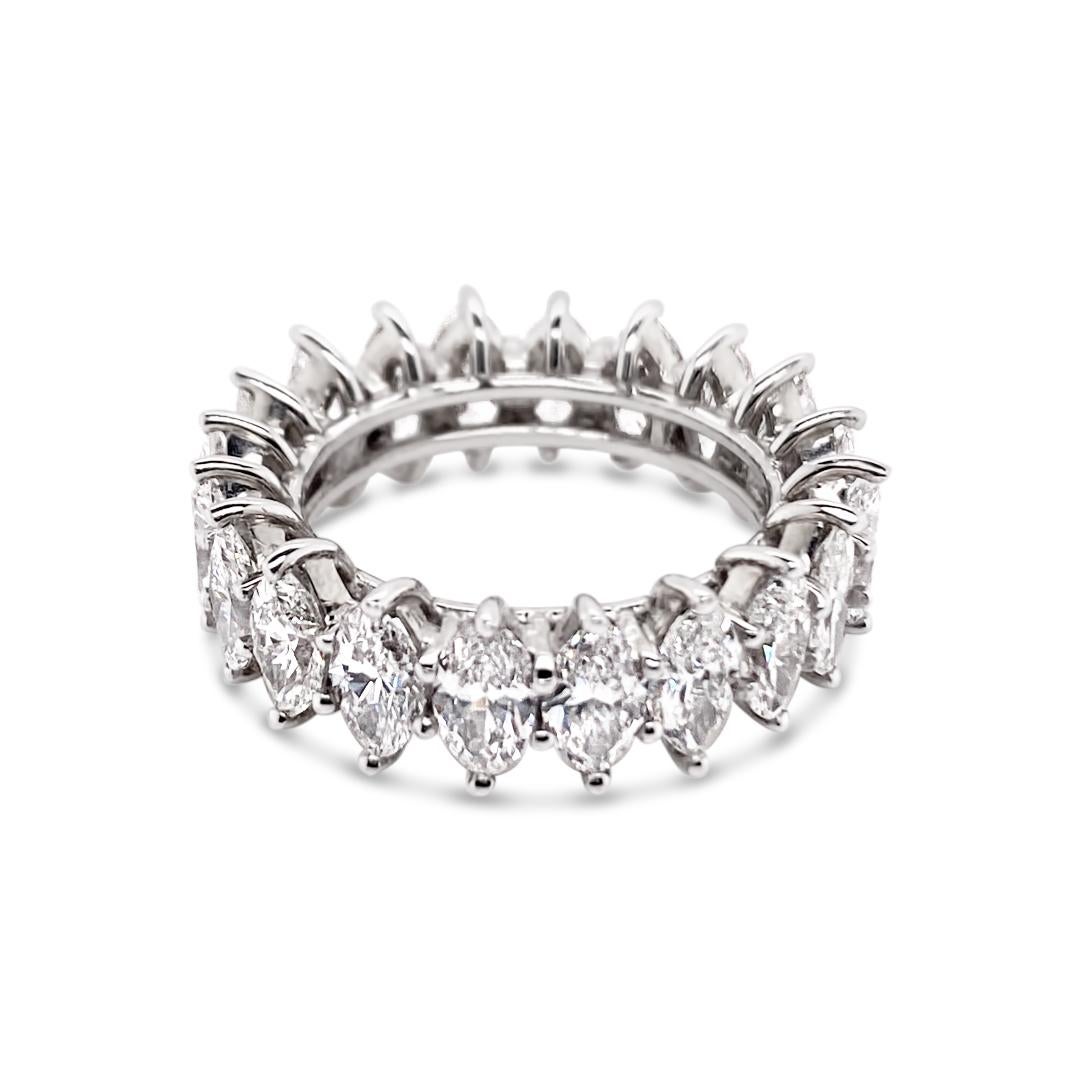 5.33 Carats (total weight) Marquise Diamond Eternity Band Ring.  Set in Platinum.
