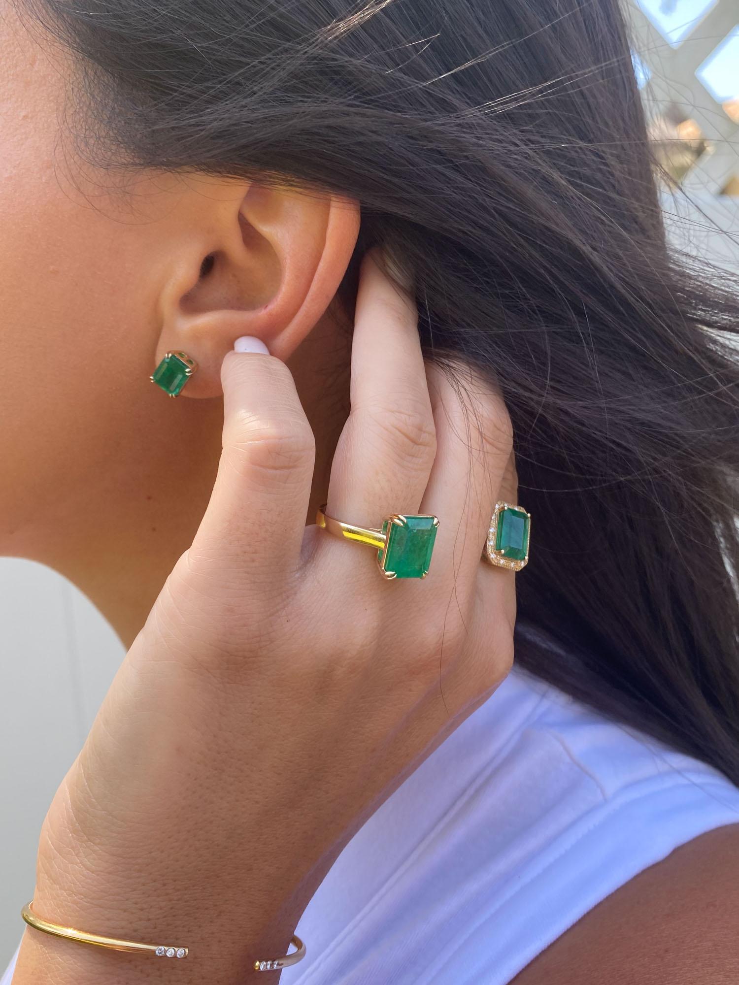 5.33ct Emerald Statement Ring 14K Yellow Gold R6348 5