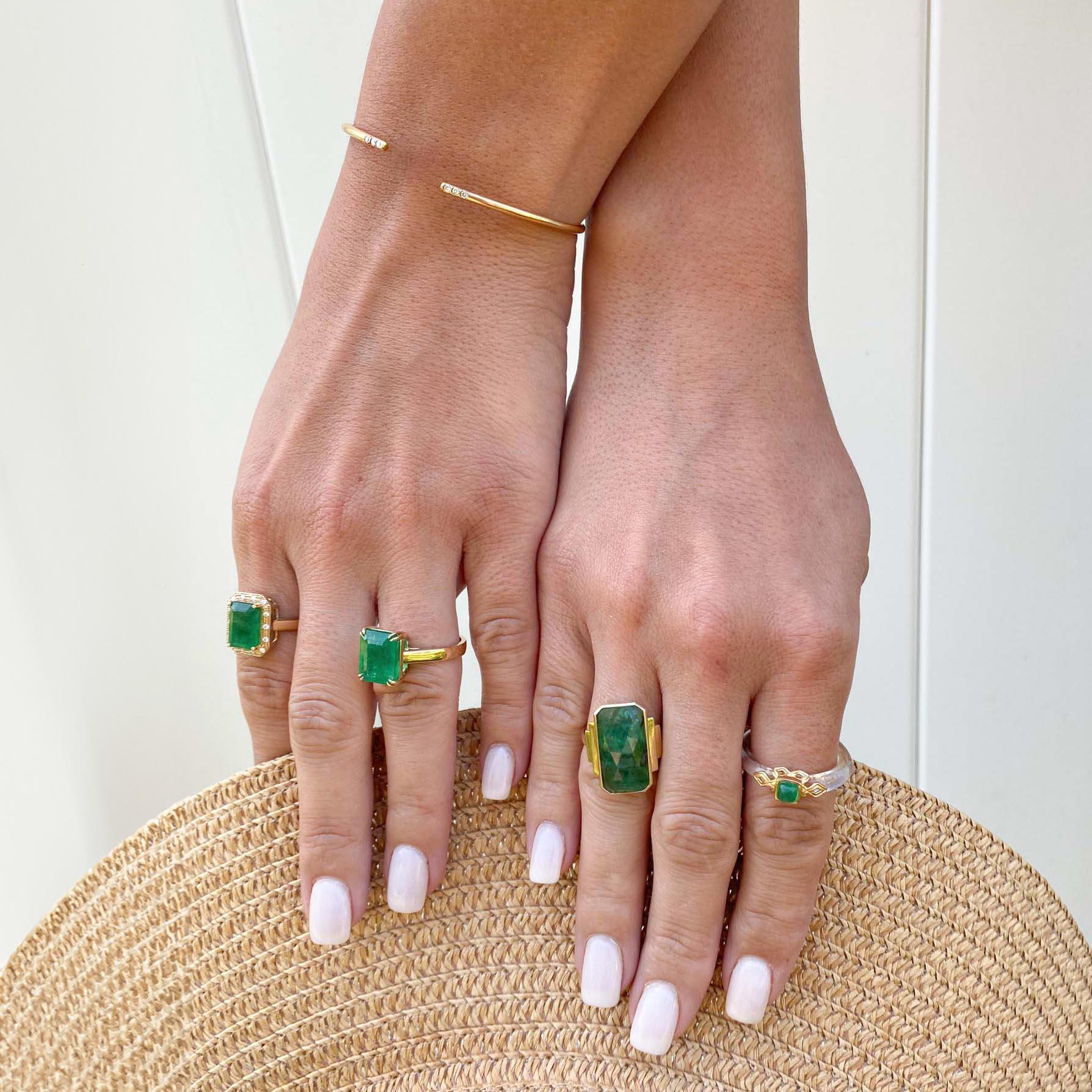 5.33ct Emerald Statement Ring 14K Yellow Gold R6348 6