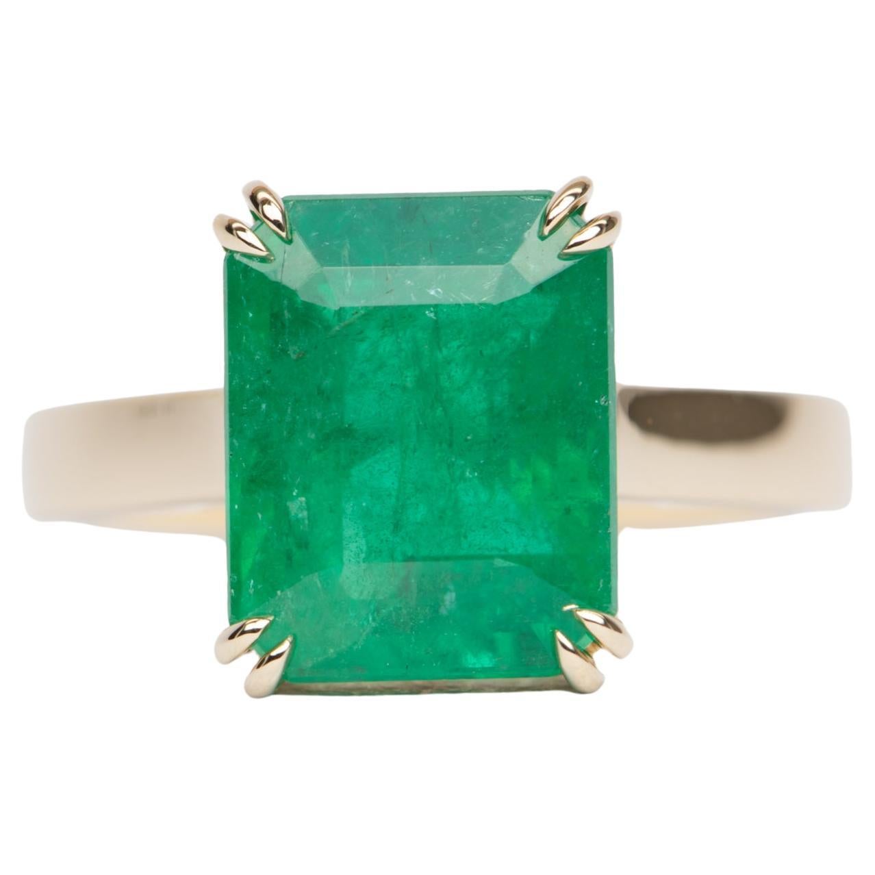 5.33ct Emerald Statement Ring 14K Yellow Gold R6348 For Sale