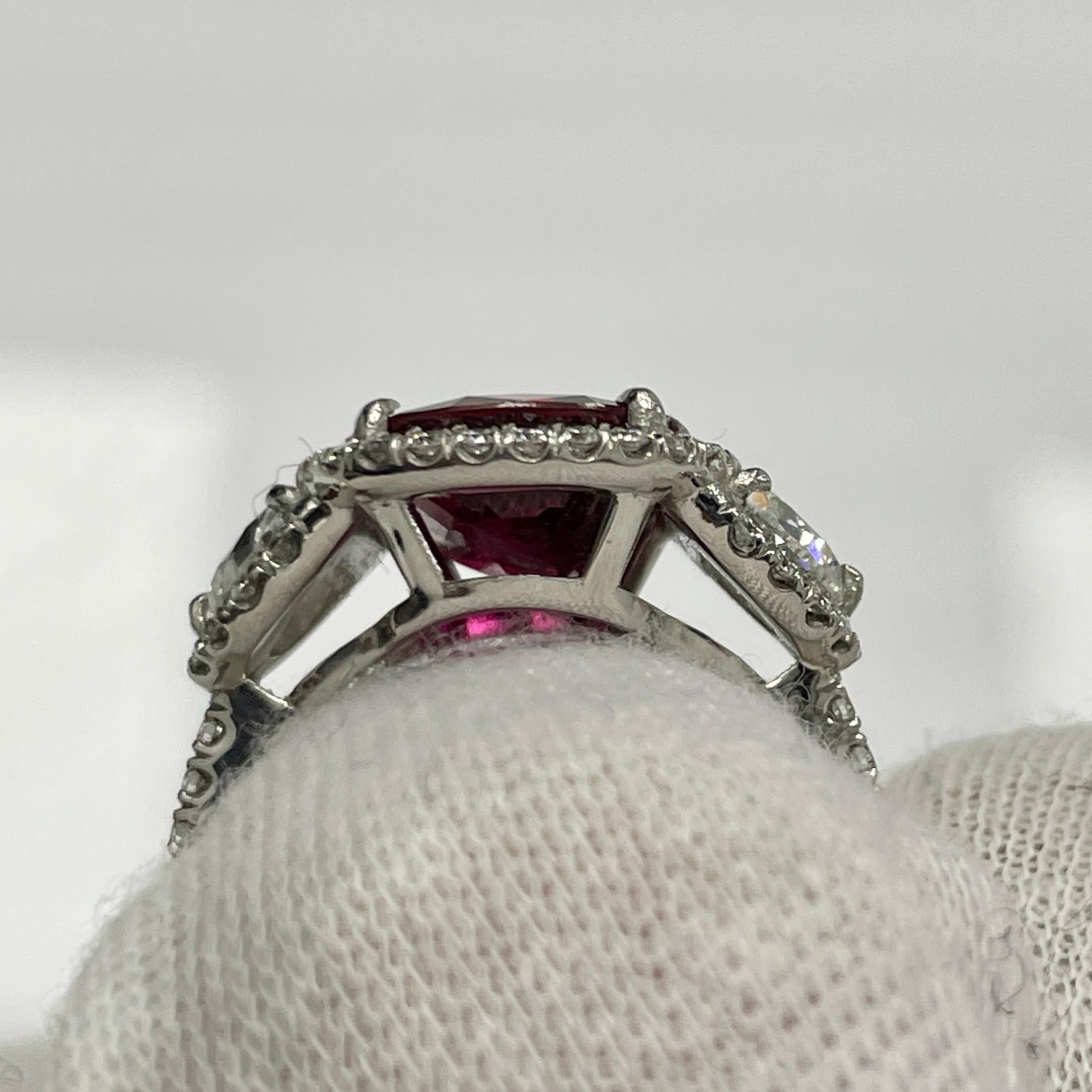 5.34 Carat Cushion Ruby & Diamond Platinum Ring In New Condition For Sale In New York, NY