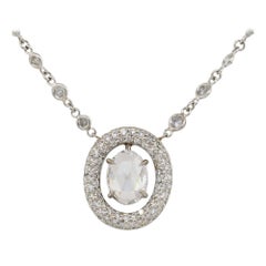 5.34 Carat Diamond Oval Pave Pendant Necklace 18 Karat