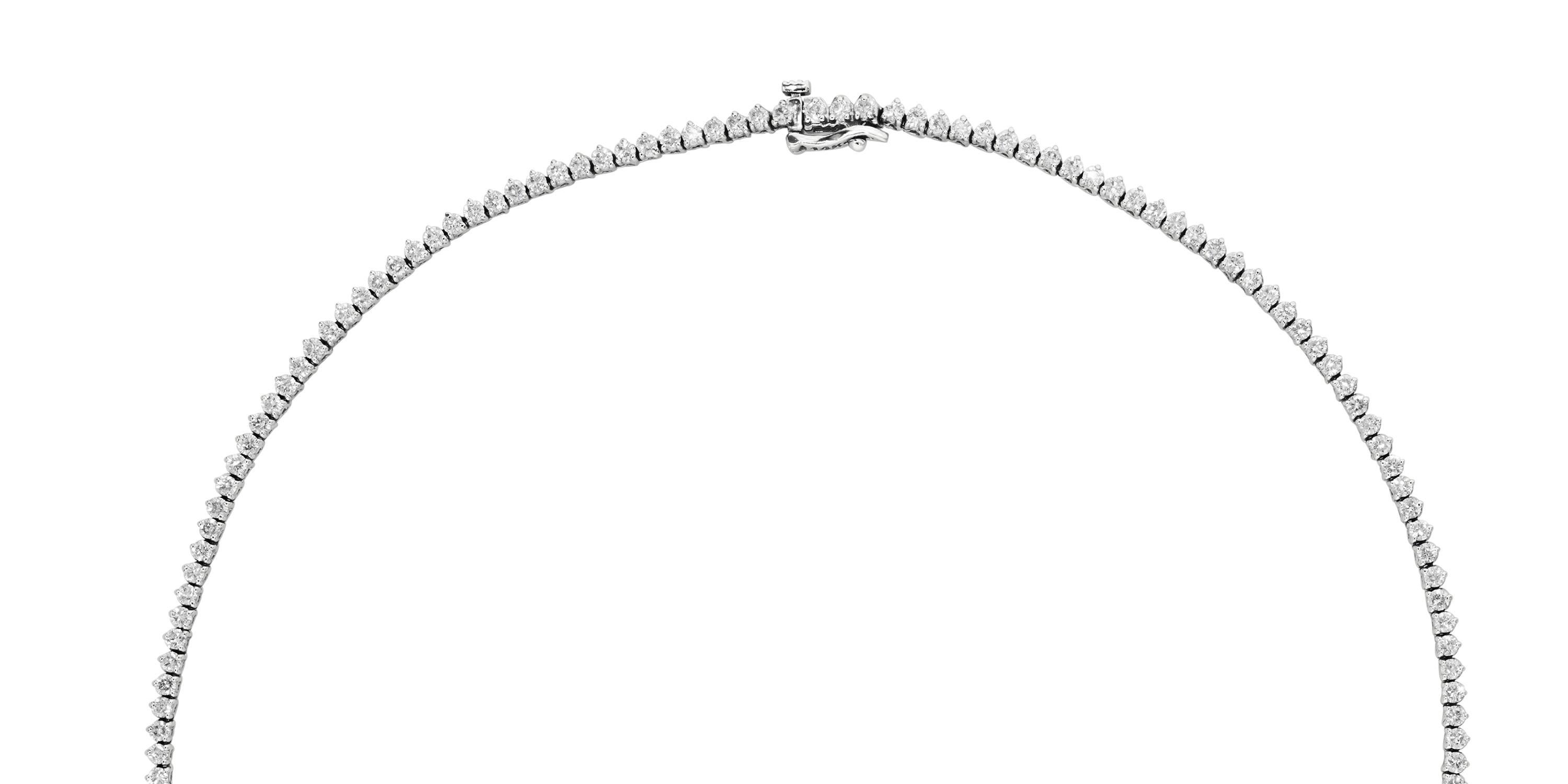 Collier de diamants ronds gradués de 5,34 carats en or blanc 14 carats ref139 en vente 1