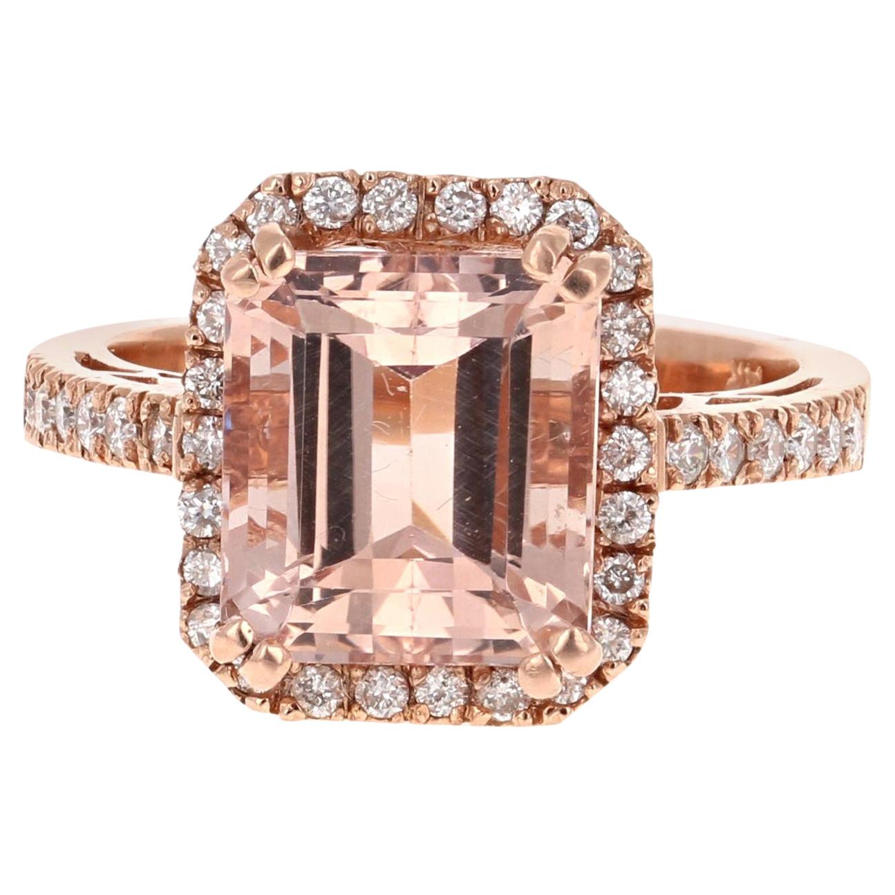 Morganite Diamond Rose Gold Engagement Ring