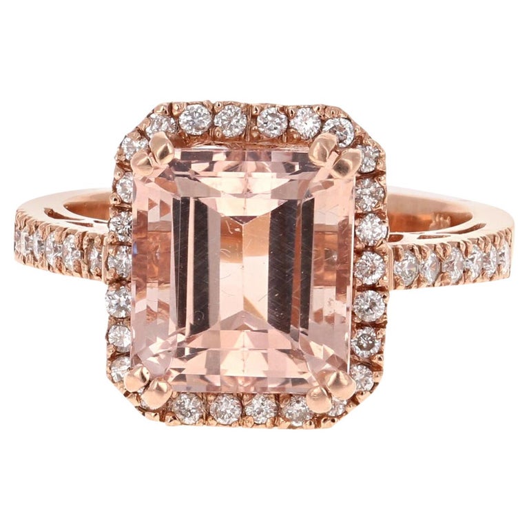 Morganite Diamond Rose Gold Engagement Ring For Sale at 1stDibs
