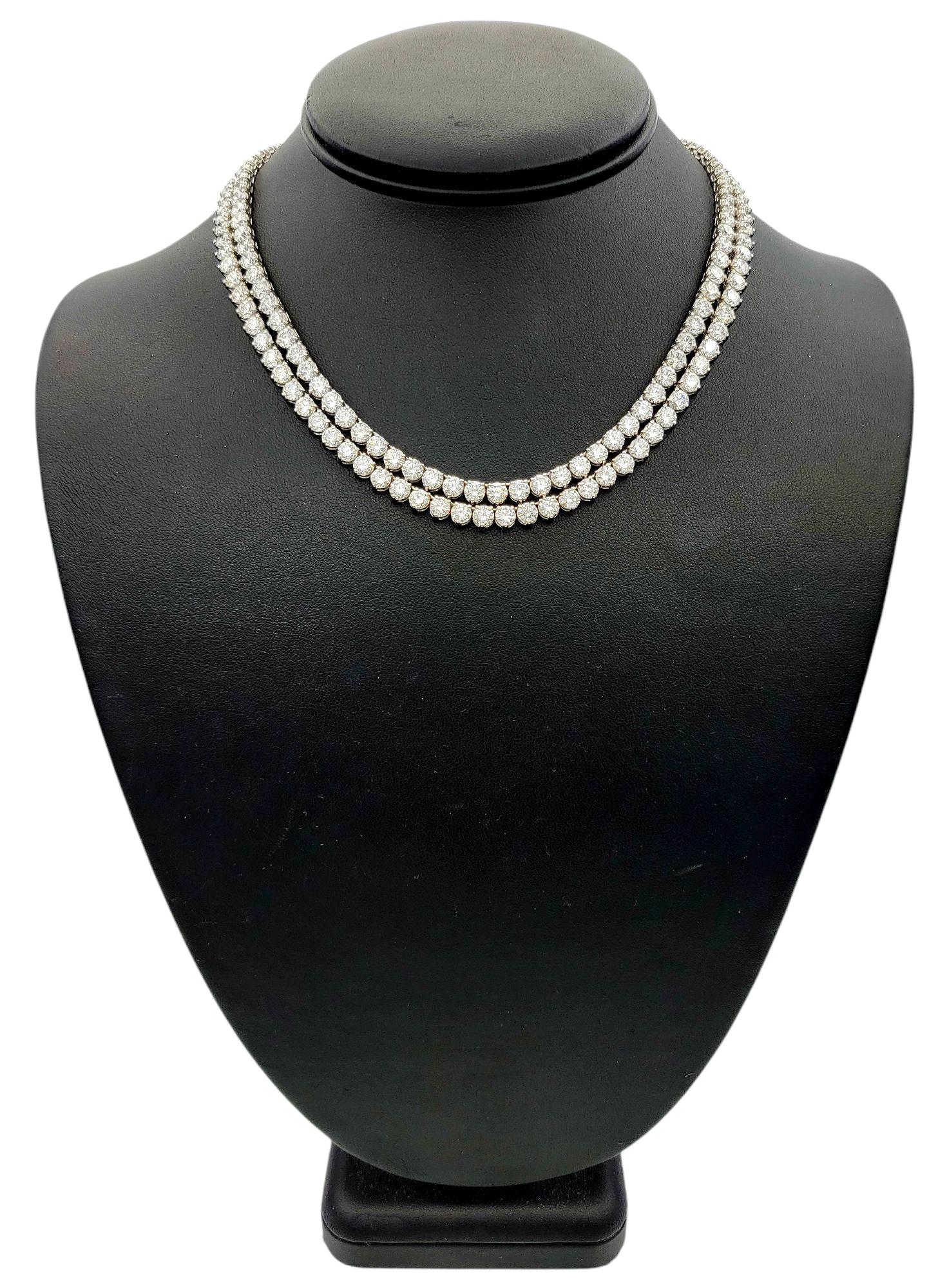 53,40 quilates en total Collar de tenis de dos piezas con diamantes naturales en platino, 16-32