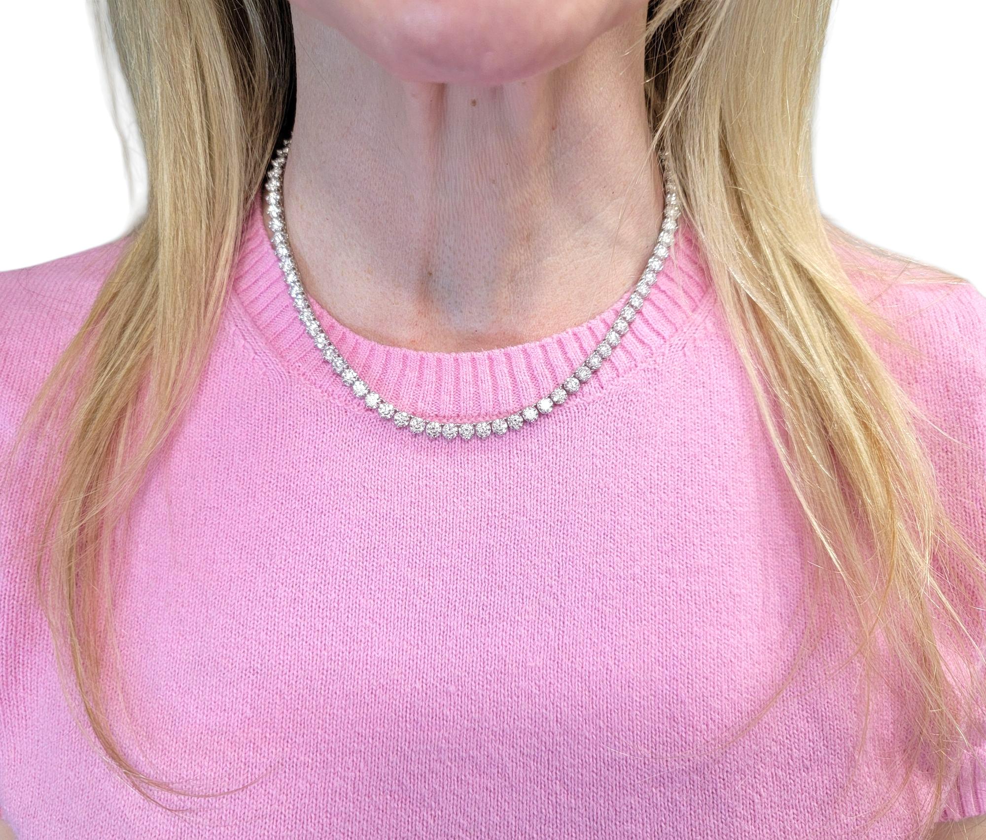 53,40 quilates en total Collar de tenis de dos piezas con diamantes naturales en platino, 16-32