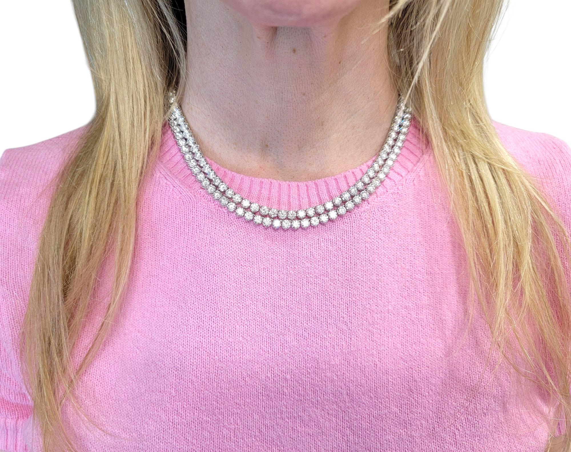 53,40 quilates en total Collar de tenis de dos piezas con diamantes naturales en platino, 16-32