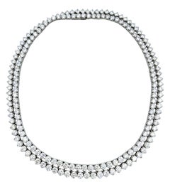 53.40 Carats Total Two Piece Natural Diamond Tennis Necklace in Platinum, 16-32"