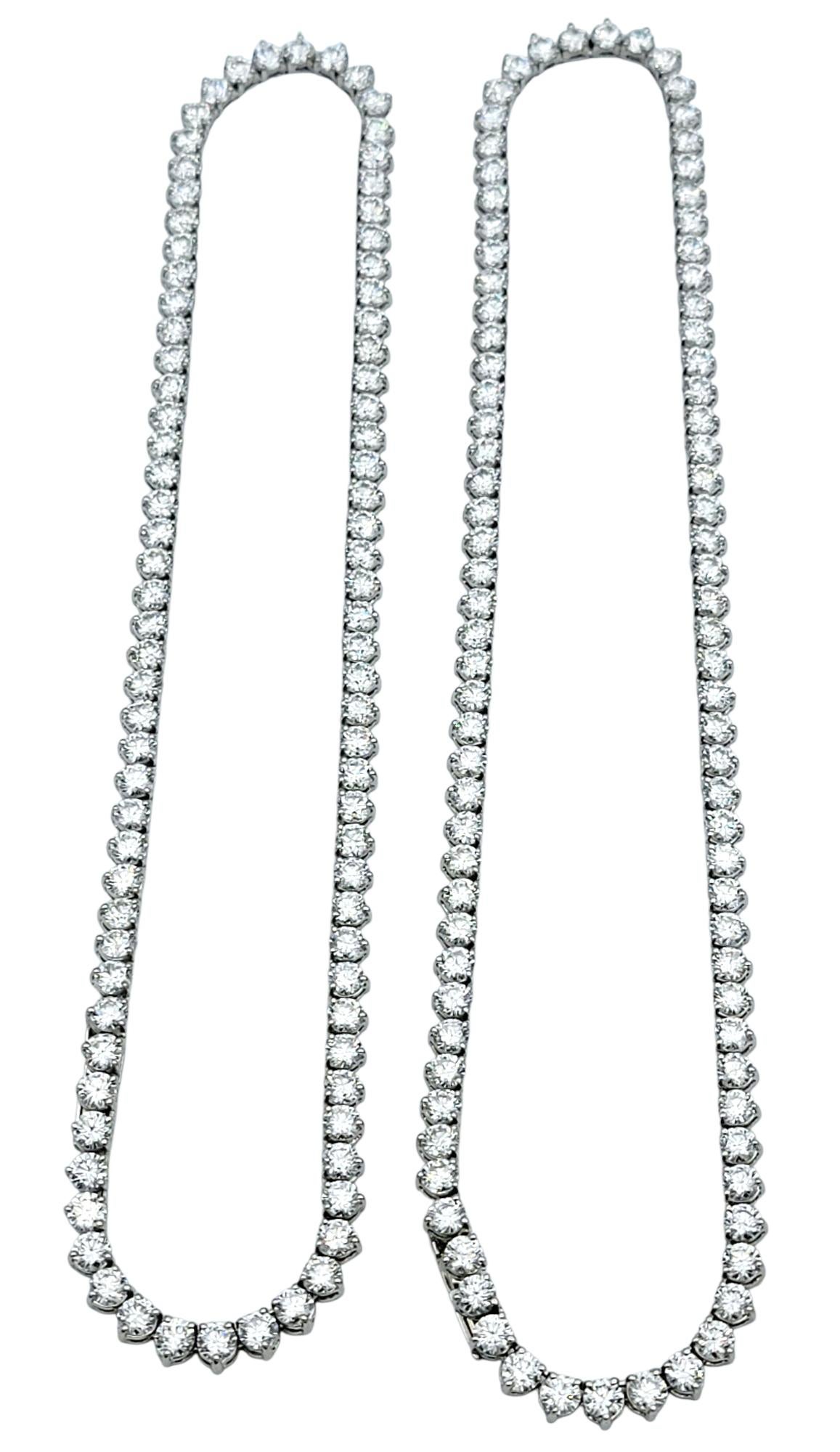 De las mujeres 53,40 quilates en total Collar de tenis de dos piezas con diamantes naturales en platino, 16-32