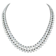 53.40 Carats Total Two Pieces Natural Diamond Tennis Necklace in Platinum, 16-32" (collier de tennis en diamant naturel)
