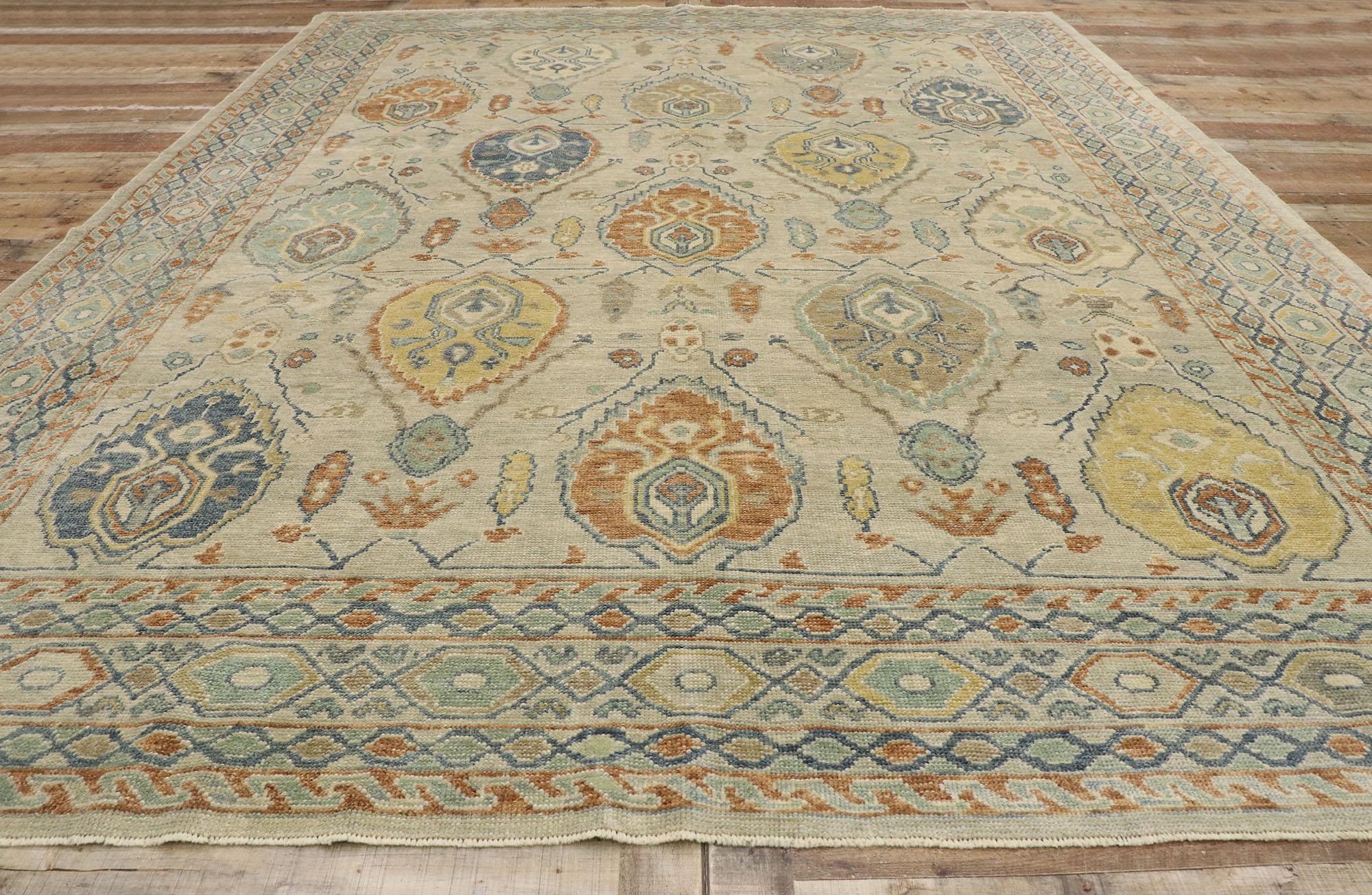 New Contemporary Turkish Oushak Rug with Modern Transitional Style For Sale 2