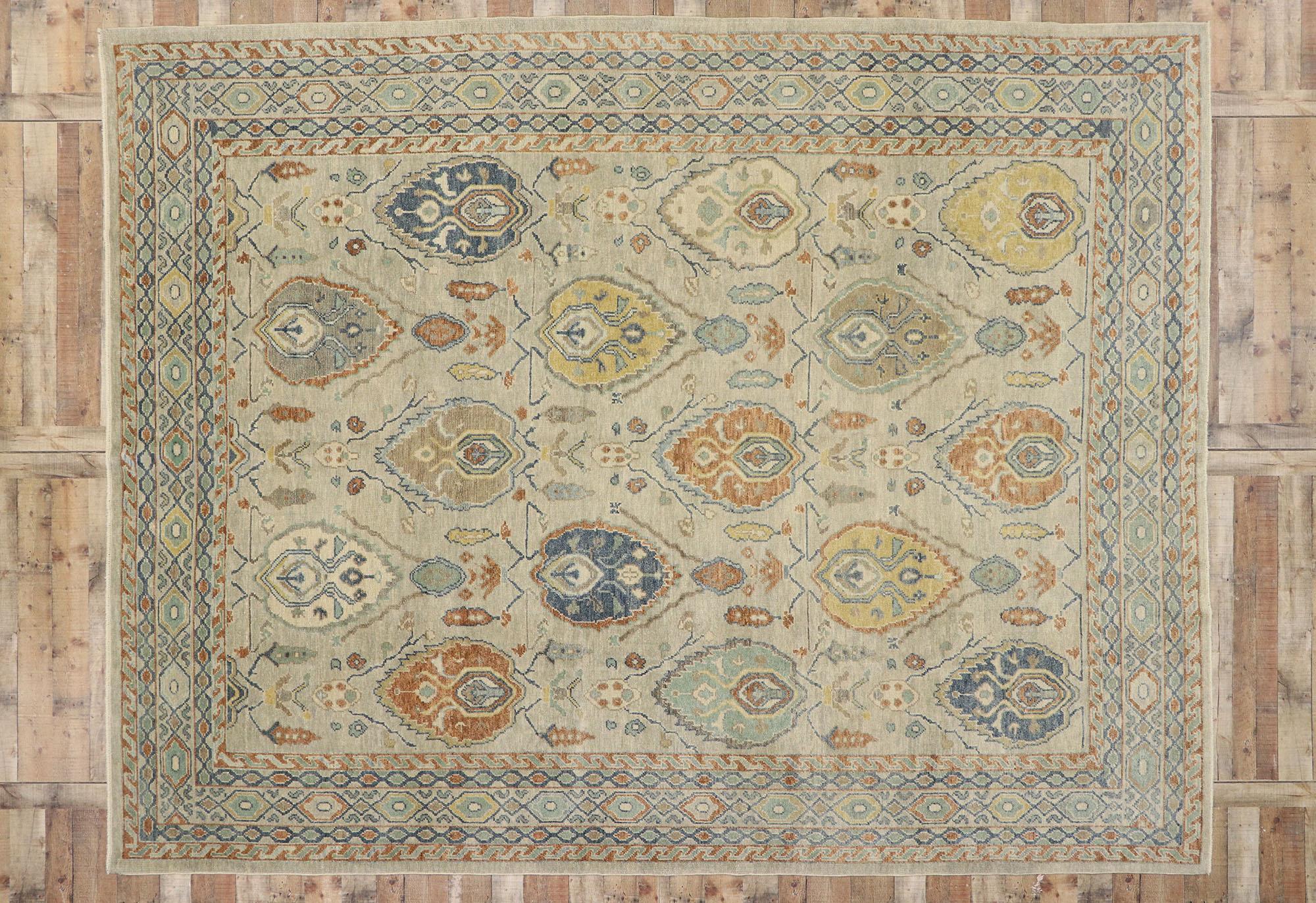 New Contemporary Turkish Oushak Rug with Modern Transitional Style For Sale 3