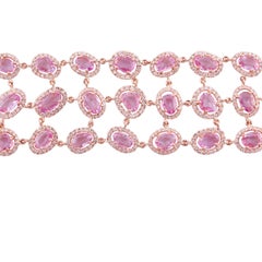 Pink Sapphire & Diamond  Bracelet in 18 Karat Gold