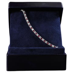 5.34ctw Ruby & Diamond Tennis Straight Line Bracelet in 14k White Gold