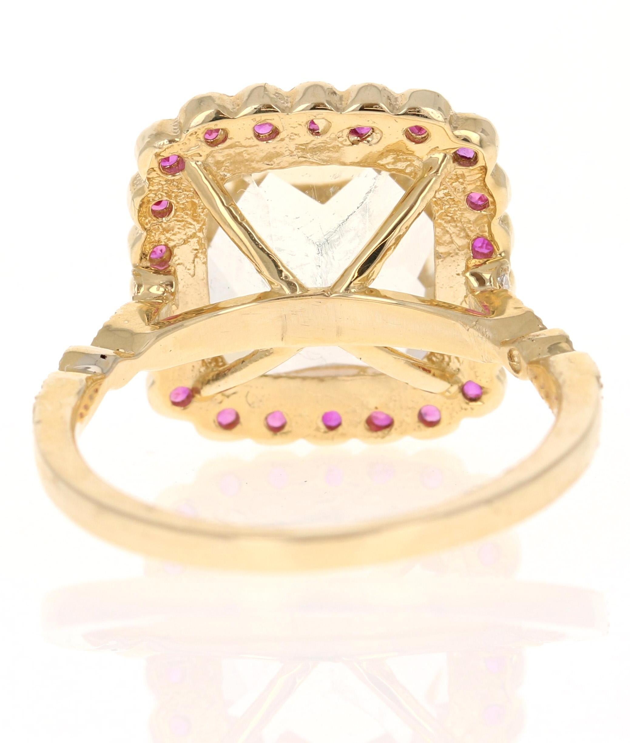 Taille coussin Bague de fiançailles en or jaune 5.35 carats Citrine Saphir Diamant en vente