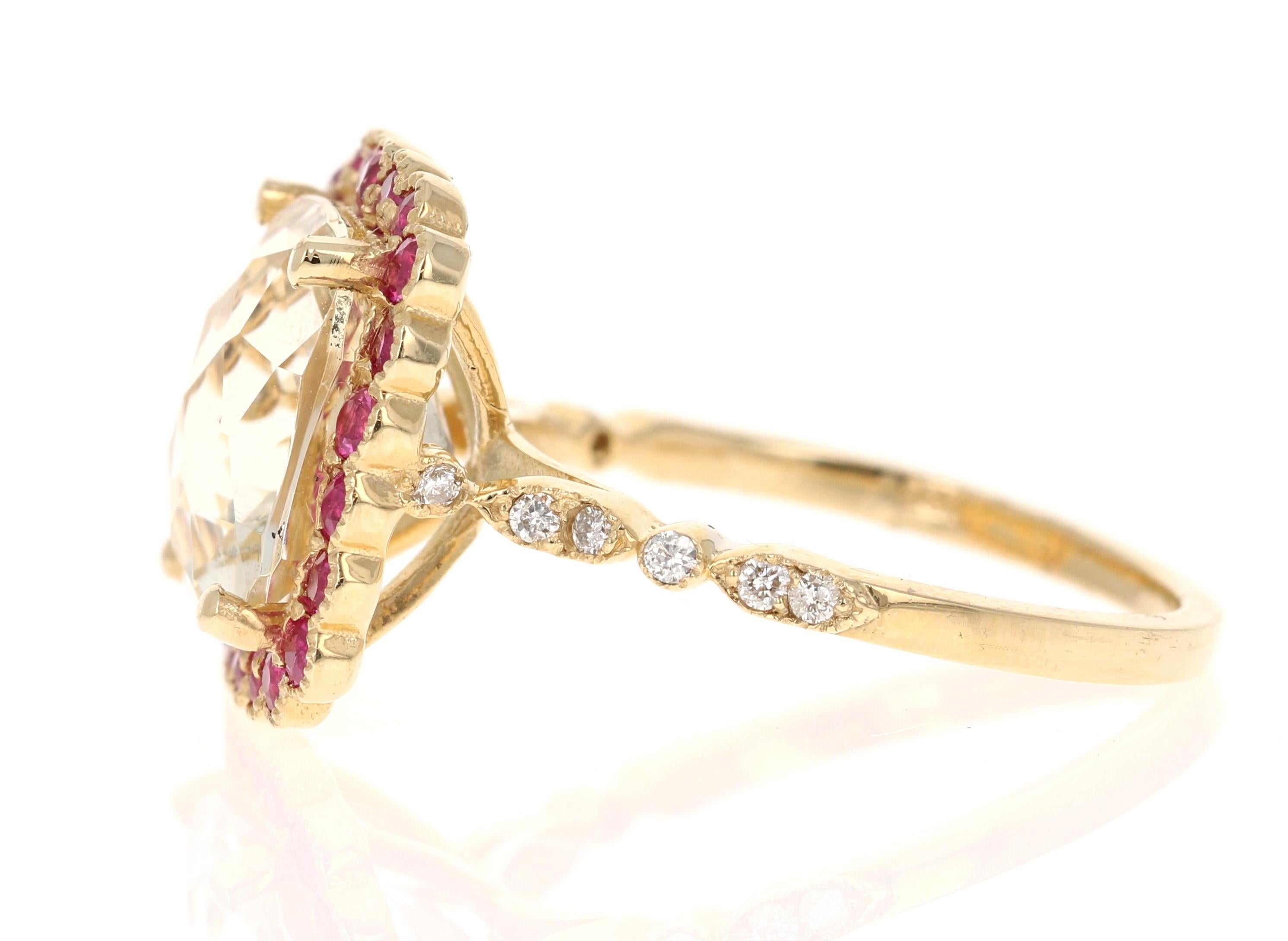 Contemporain Bague de fiançailles en or jaune 5.35 carats Citrine Saphir Diamant en vente