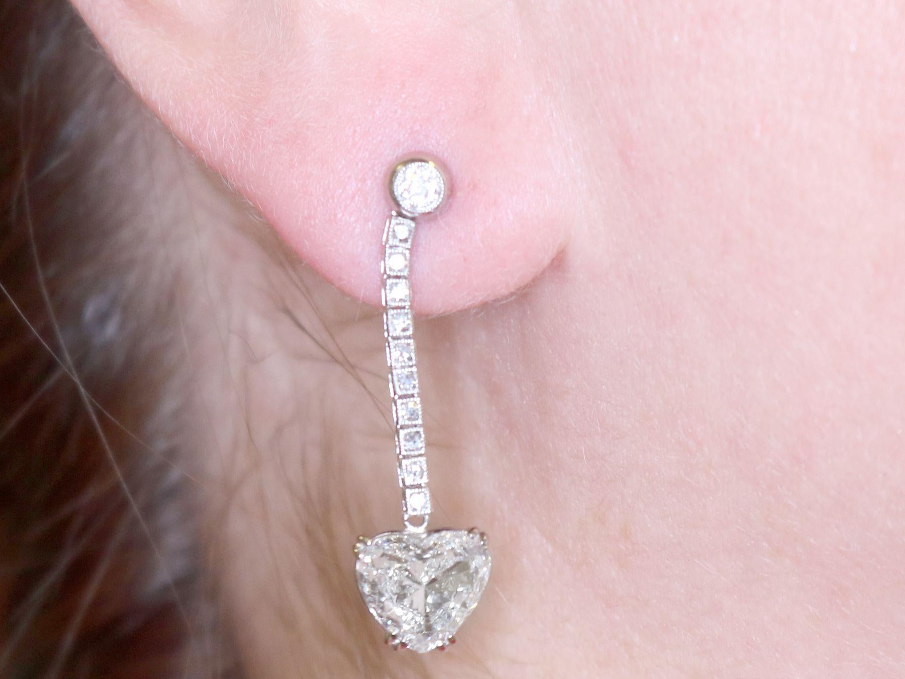 5.35 Carat Diamond and Platinum Earrings For Sale 5