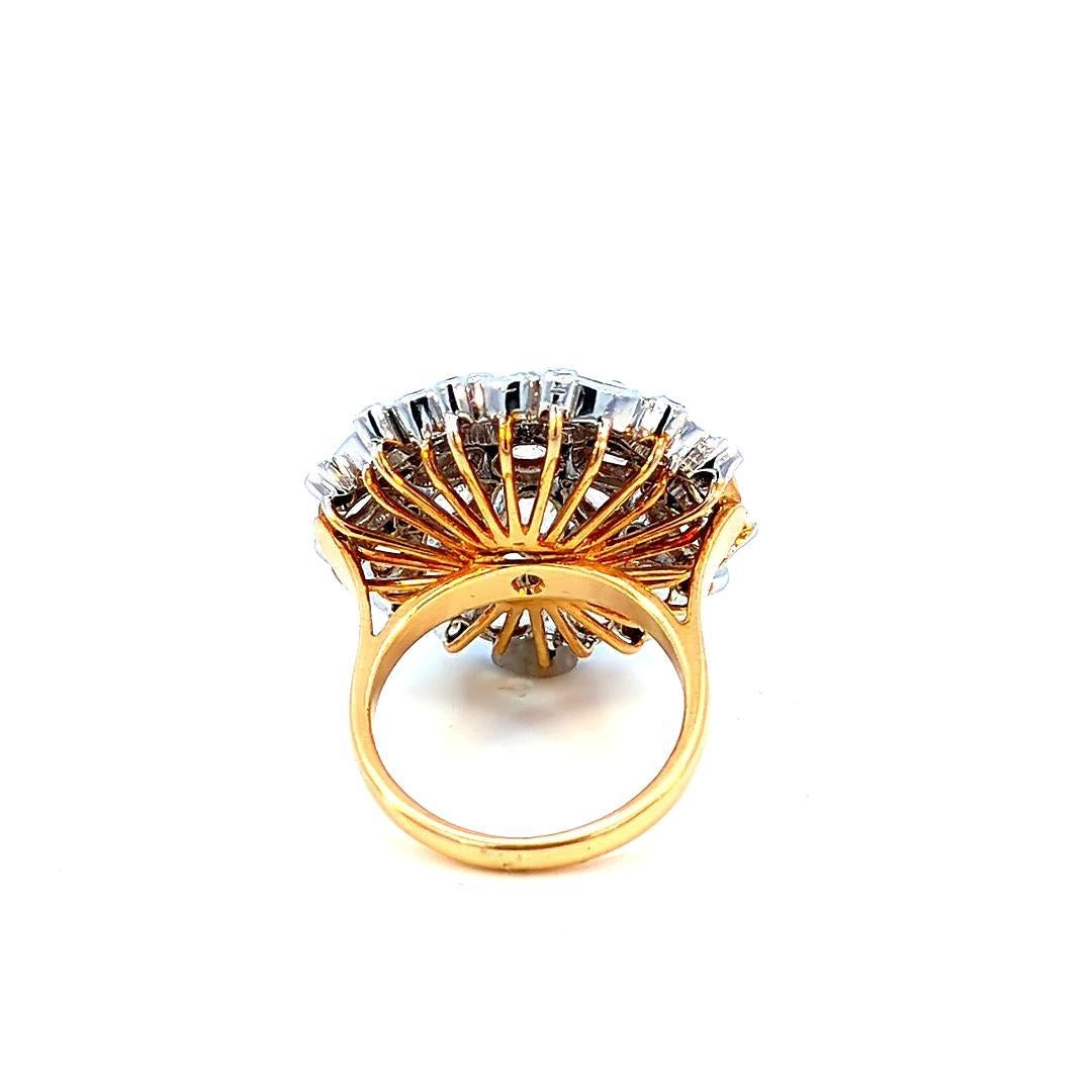 Taille rose Bague en or 18 carats avec 5,35 carats de diamants en grappe en vente