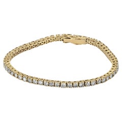 Bracciale tennis in oro giallo massiccio 14k con diamanti da 5,35 carati taglio brillante rotondo