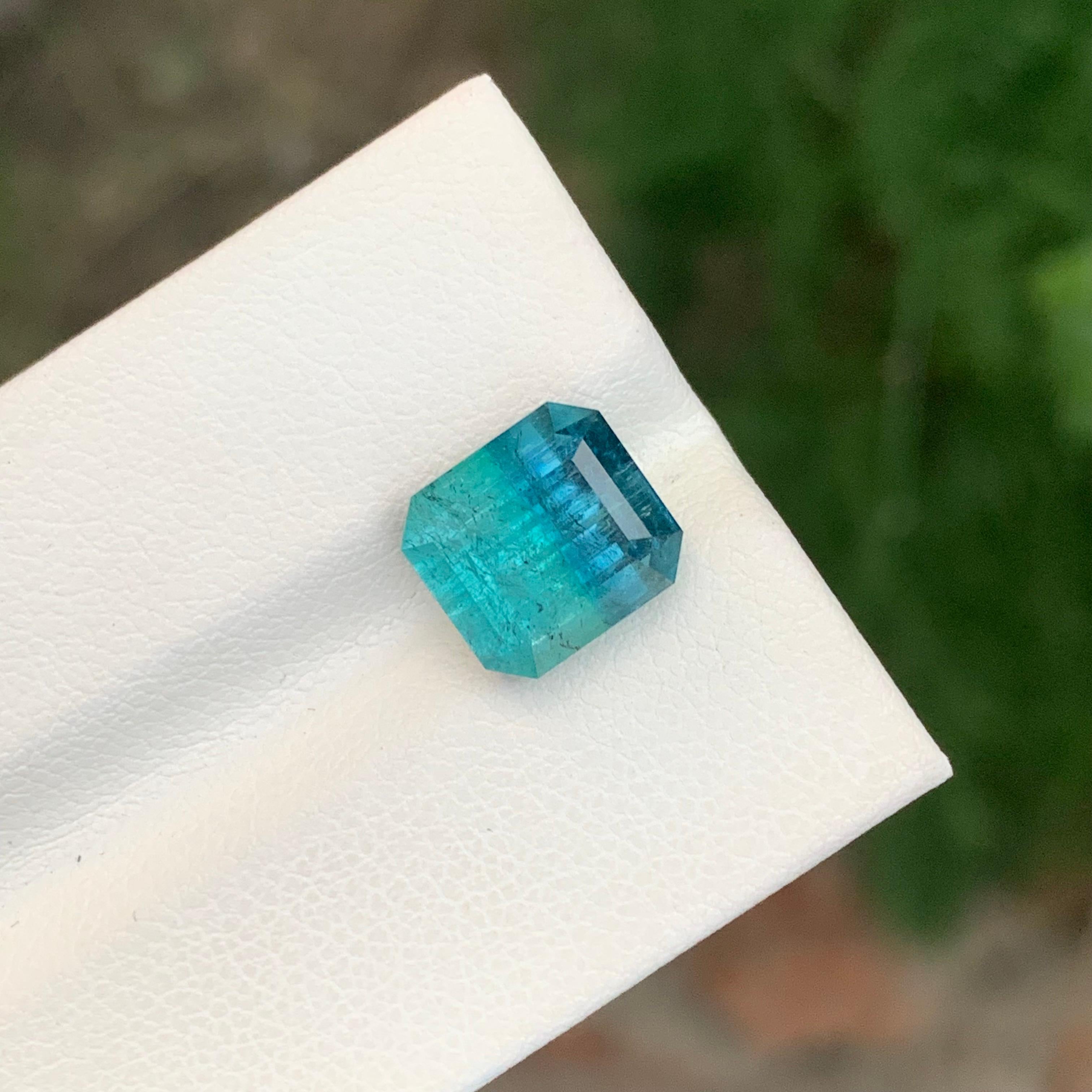 Arts and Crafts 5.35 Carat Natural Loose Bi Colour Tourmaline Emerald Shape Gemstone For Sale