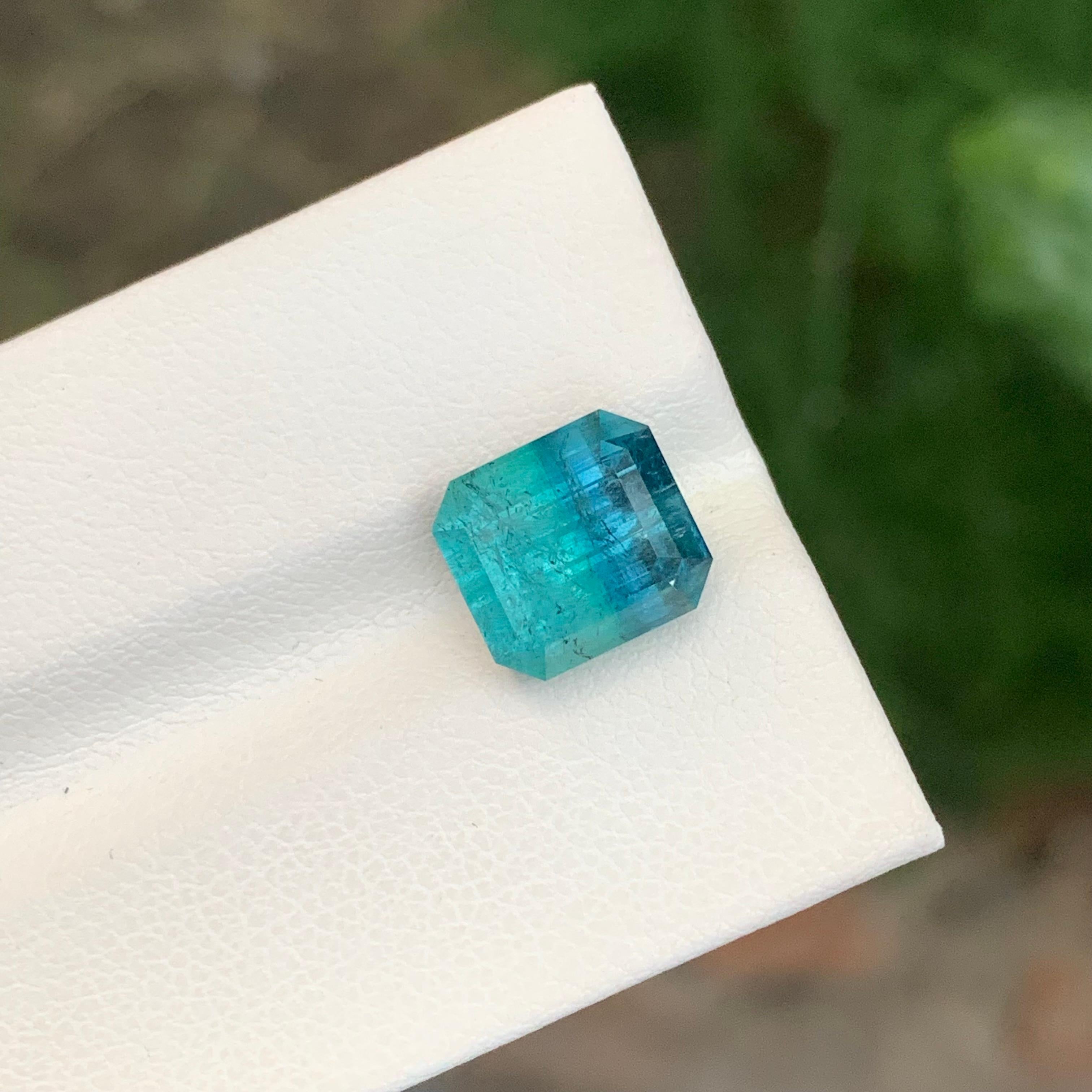 Emerald Cut 5.35 Carat Natural Loose Bi Colour Tourmaline Emerald Shape Gemstone For Sale