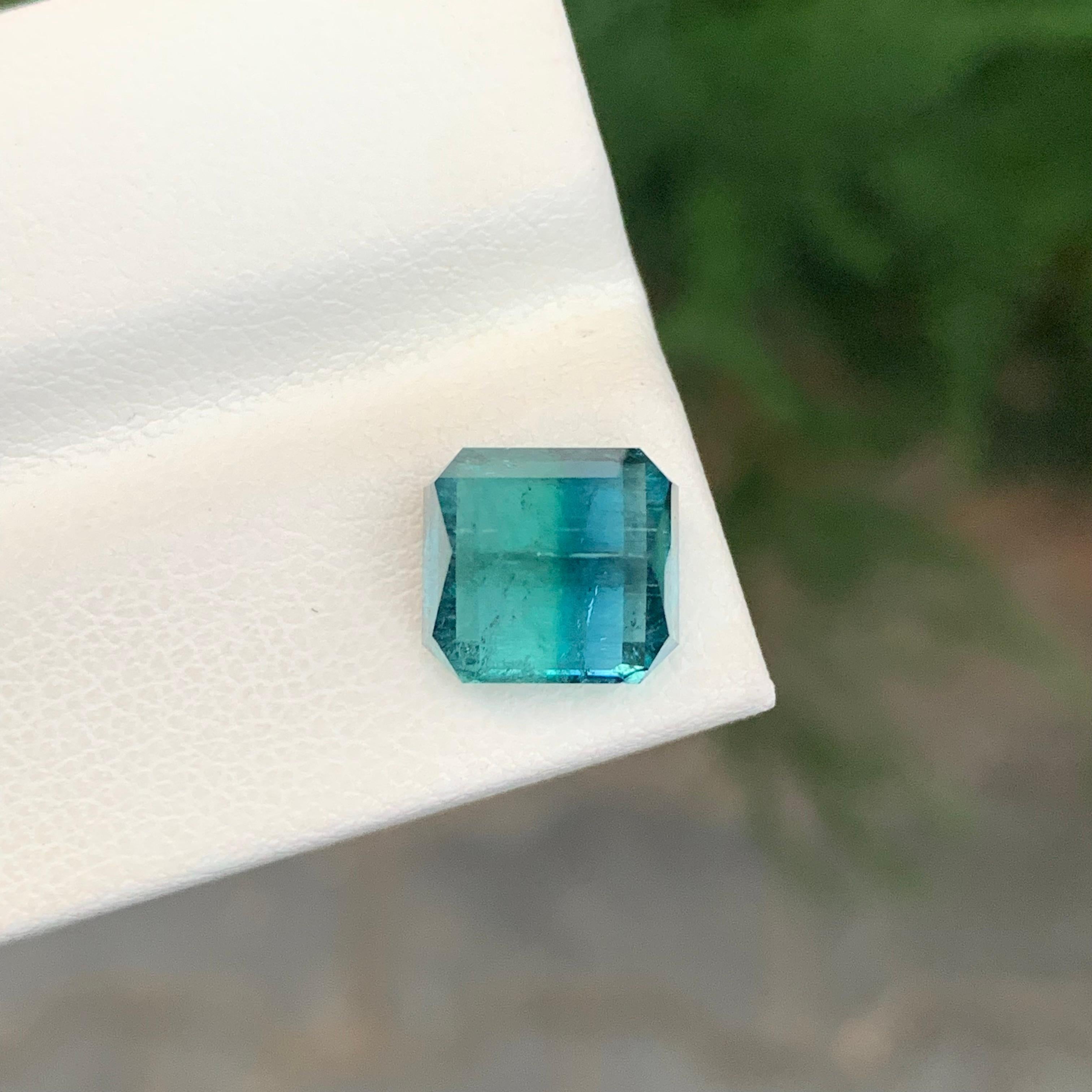 5.35 Carat Natural Loose Bi Colour Tourmaline Emerald Shape Gemstone For Sale 3