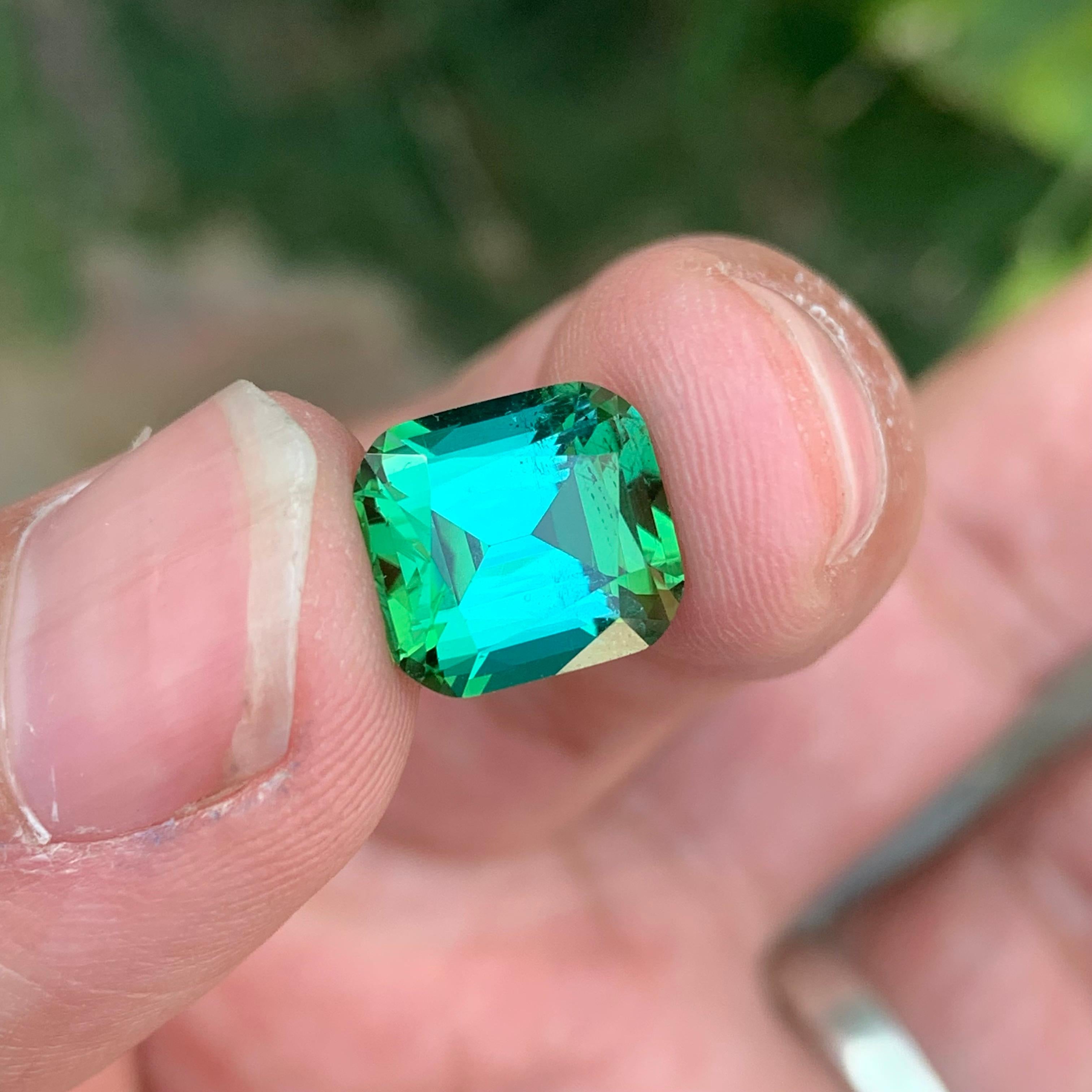 5.35 Carat Natural Loose Green Tourmaline Cushion Shape Gemstone (Tourmaline verte en forme de coussin) Neuf - En vente à Peshawar, PK