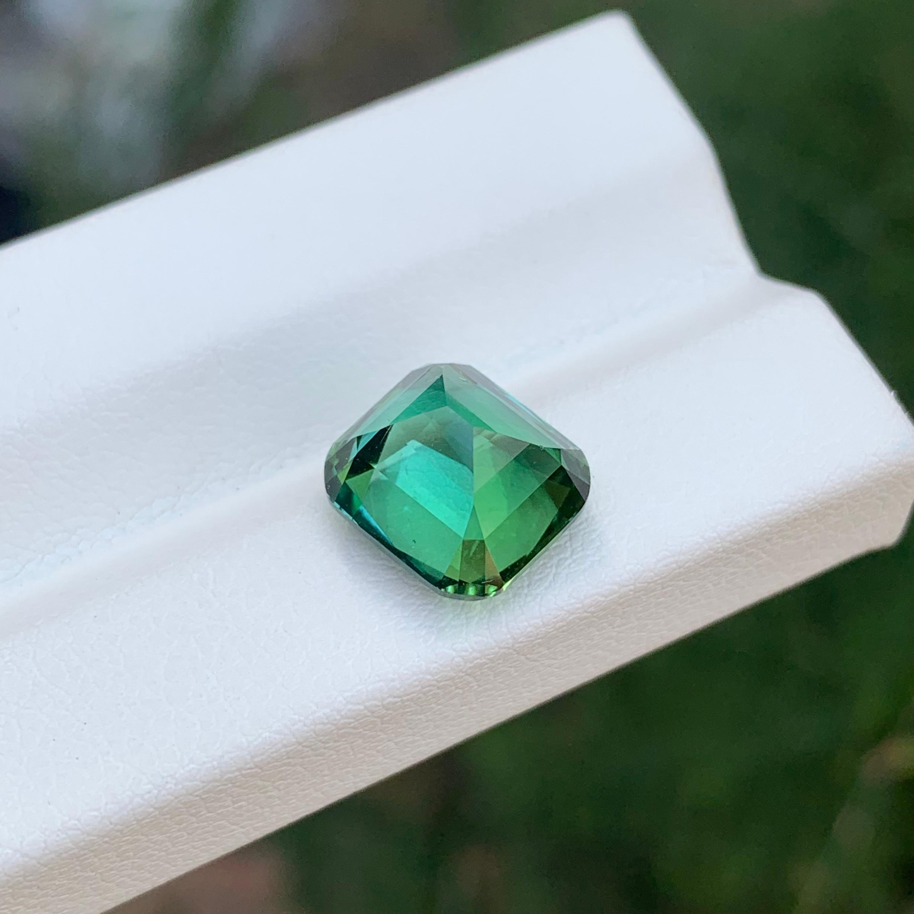 5.35 Carat Natural Loose Green Tourmaline Cushion Shape Gemstone (Tourmaline verte en forme de coussin) en vente 3