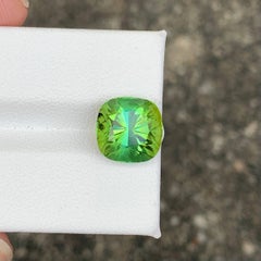 5.35 Carat Natural Loose Green Tourmaline Stone Cushion Cut Afghan Gemstone