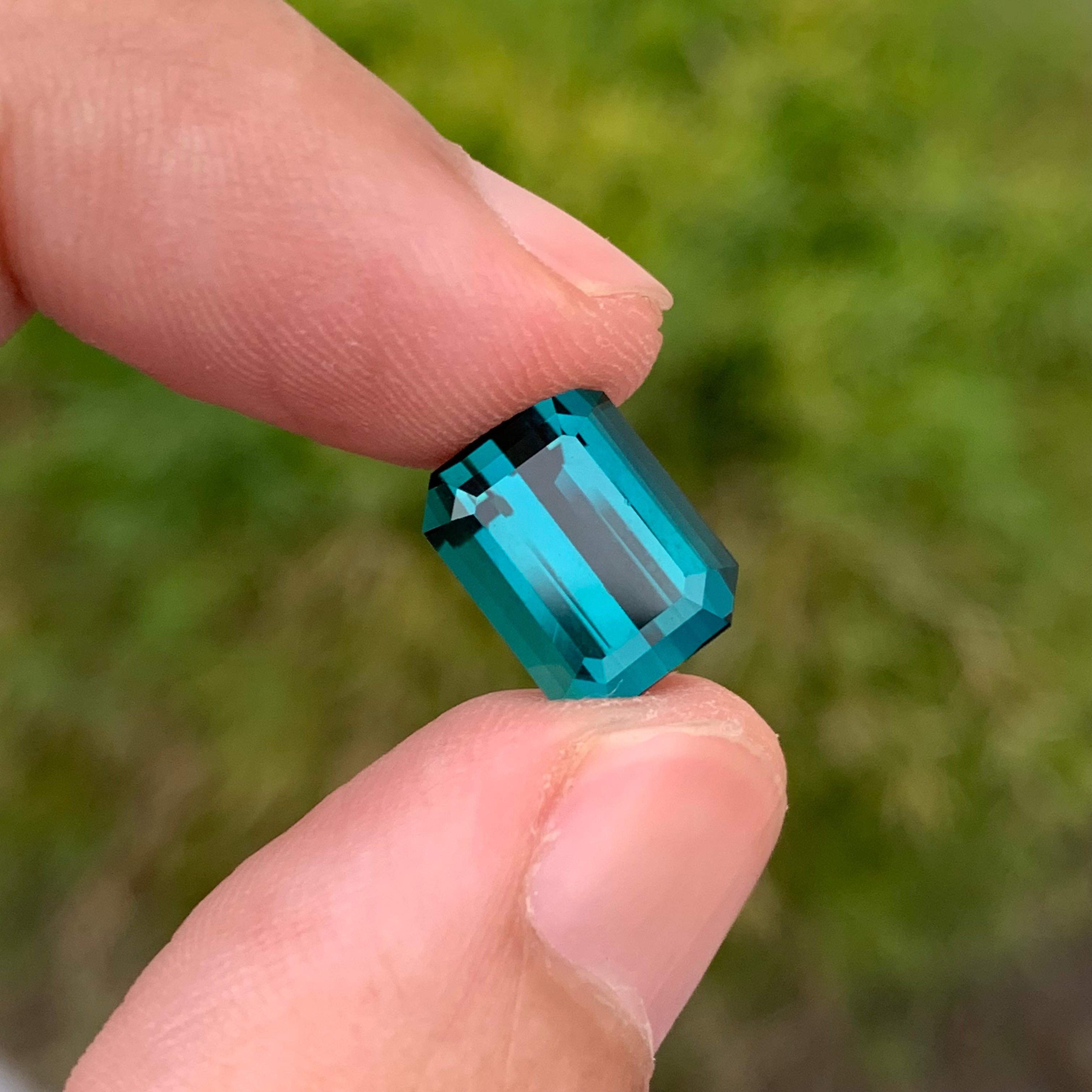 5.35 Karat Natürlicher loser Indicolith Turmalin Smaragd Form Edelstein für Schmuck im Angebot 4