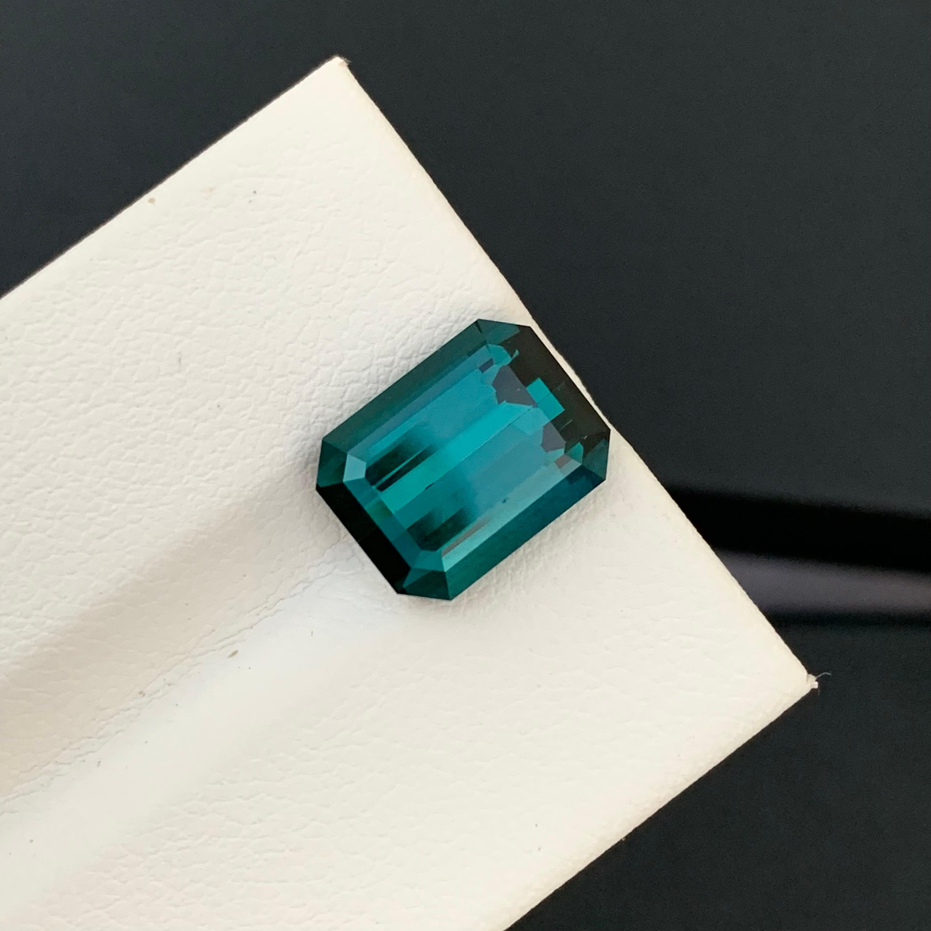 5.35 Karat Natürlicher loser Indicolith Turmalin Smaragd Form Edelstein für Schmuck (Smaragdschliff) im Angebot