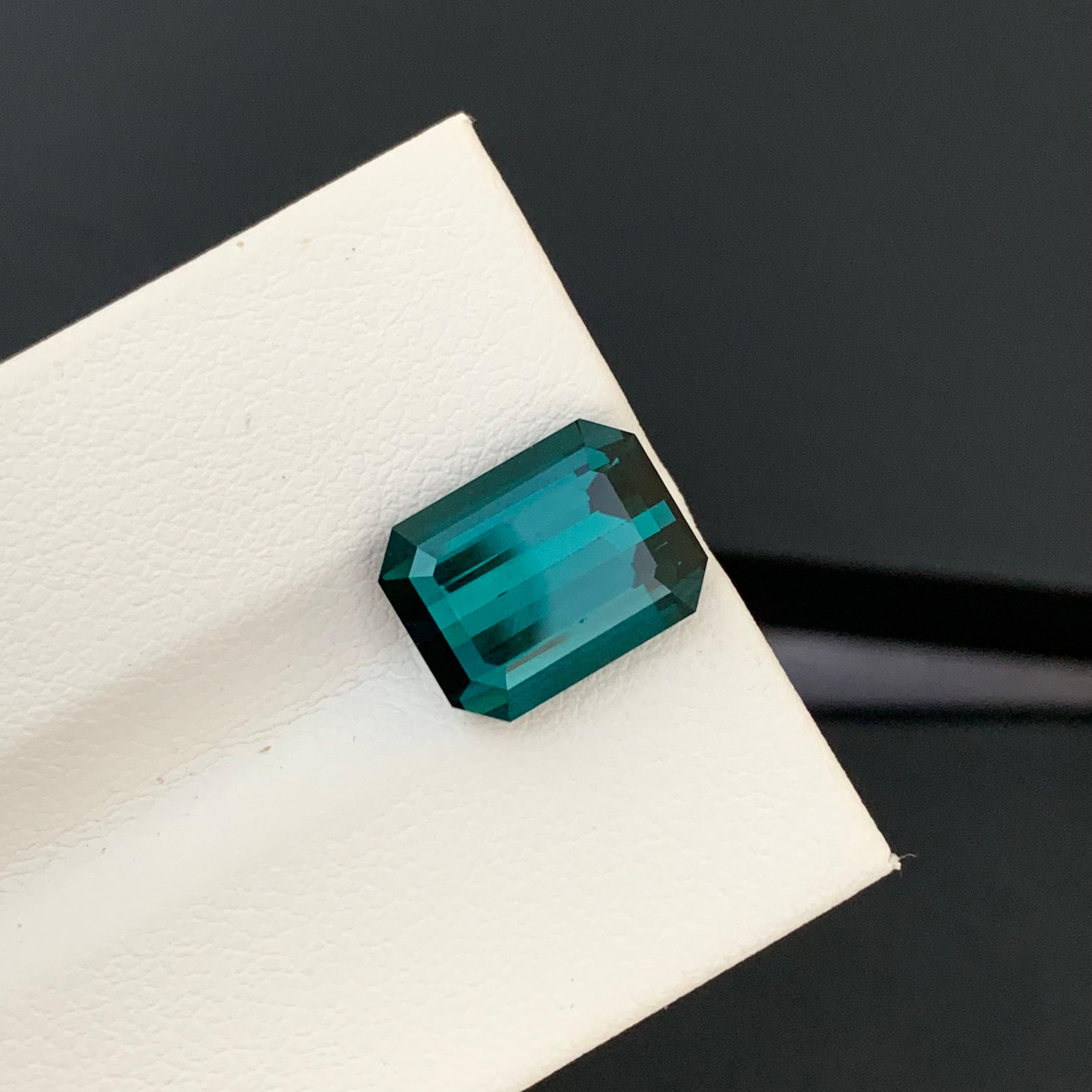 5.35 Carat Natural Loose Indicolite Tourmaline Emerald Shape Gem For Jewellery  In New Condition For Sale In Peshawar, PK