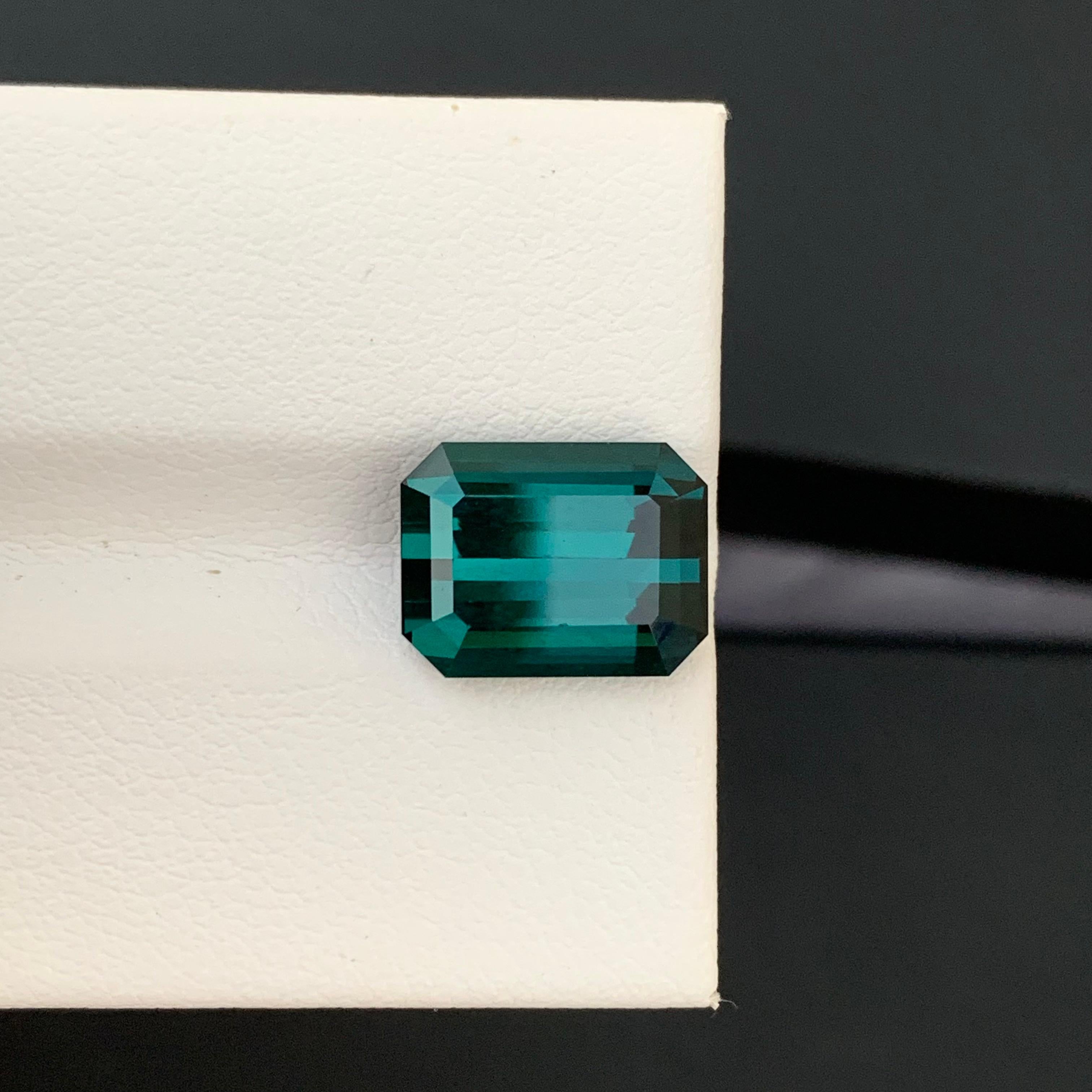 5.35 Carat Natural Loose Indicolite Tourmaline Emerald Shape Gem For Jewellery  For Sale 1