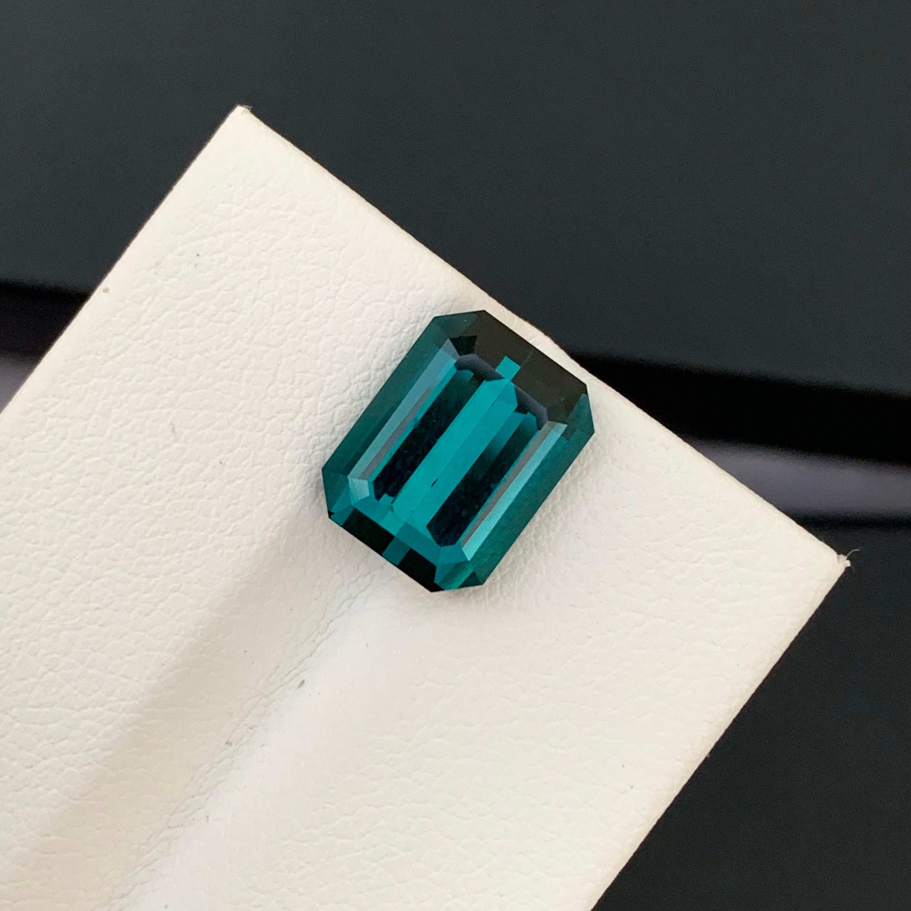 5.35 Karat Natürlicher loser Indicolith Turmalin Smaragd Form Edelstein für Schmuck im Angebot 2