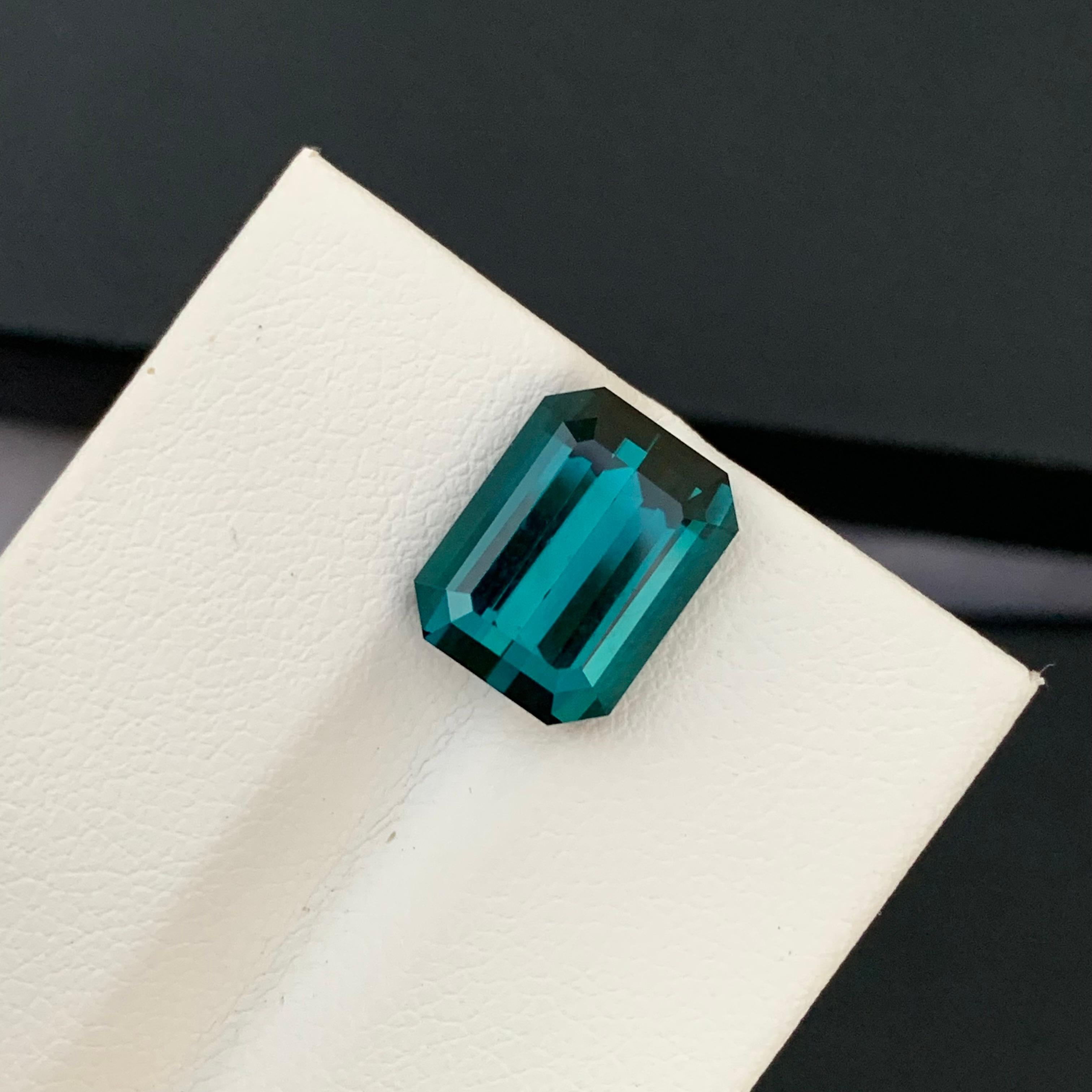 5.35 Carat Natural Loose Indicolite Tourmaline Emerald Shape Gem For Jewellery  For Sale 3