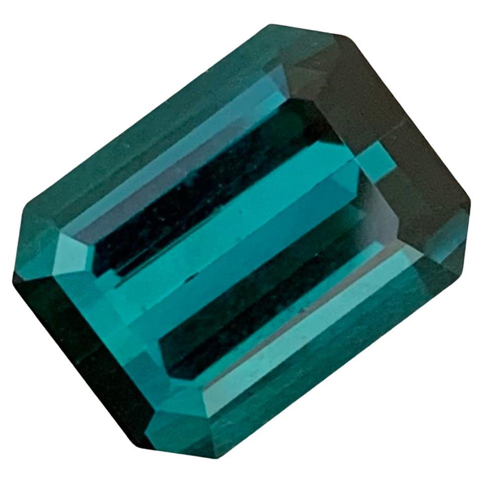 Pierre précieuse en forme d'émeraude, tourmaline indicolite naturelle non sertie de 5.35 carats pour bijoux 