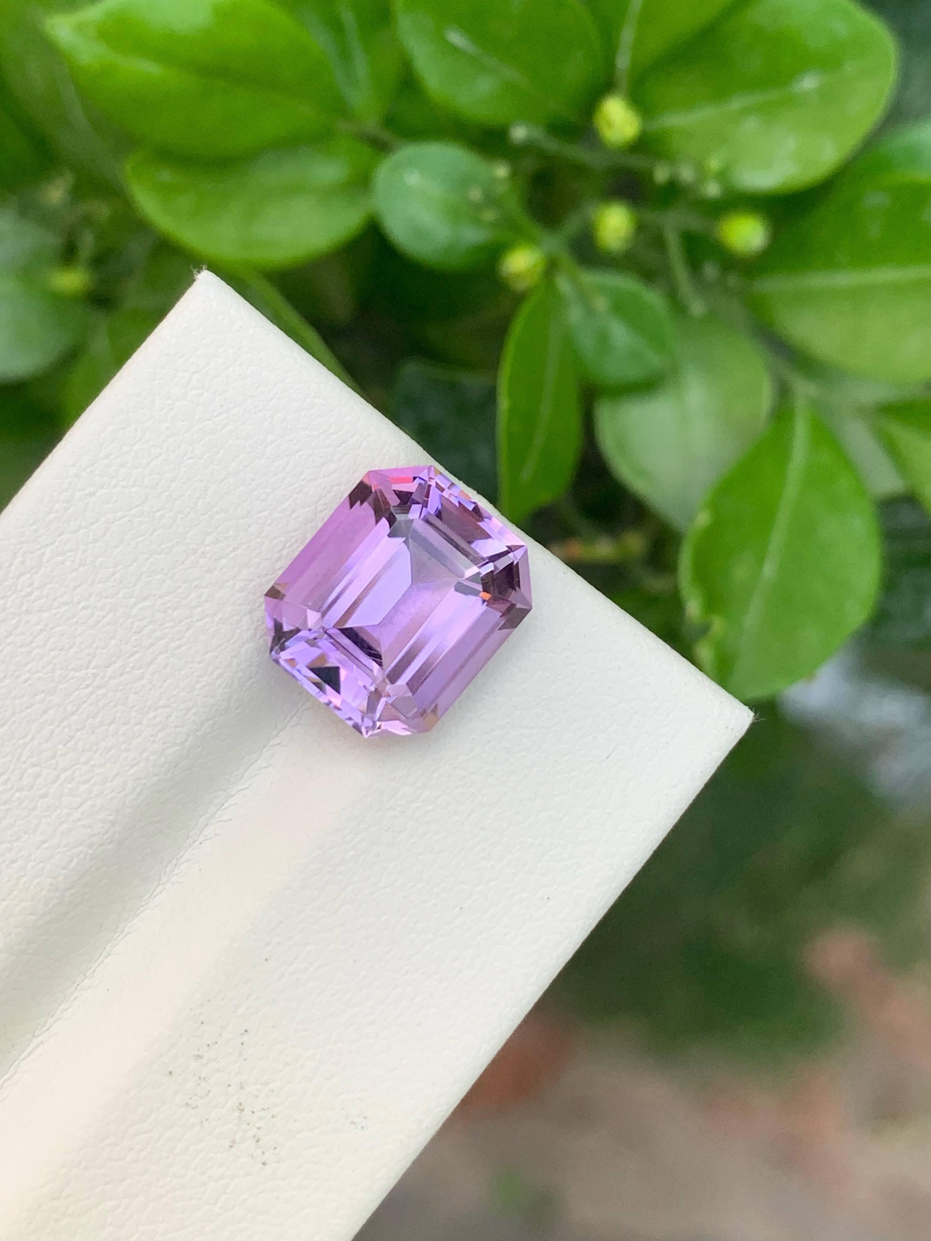 5.35 Karat Natürlicher Loser Lila Amethyst Stein Smaragd Schliff Brasilianischer Edelstein im Angebot 1
