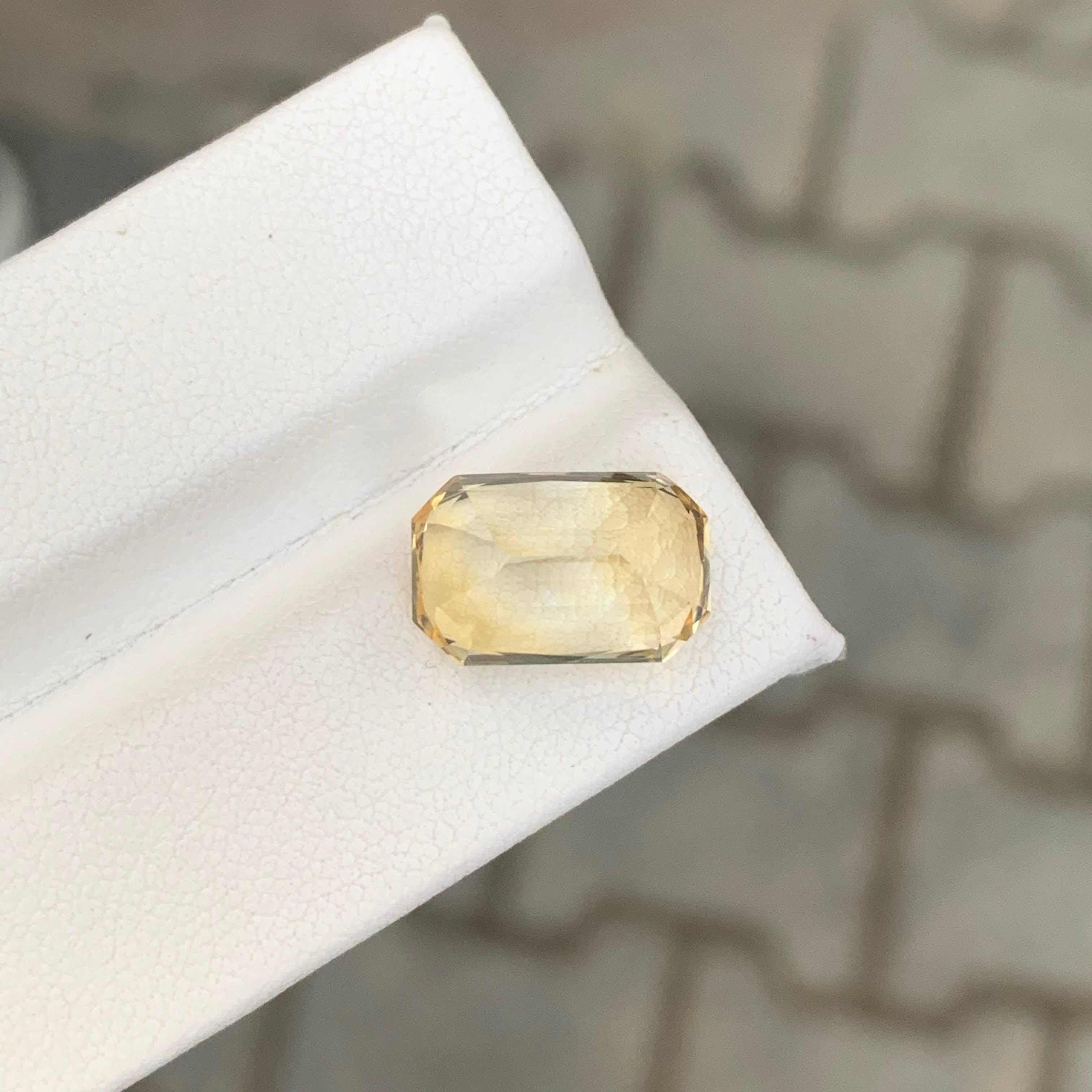 5.35 Carat Natural Loose Yellow Golden Citrine Cushion Cut Brazilian Gemstone For Sale 1