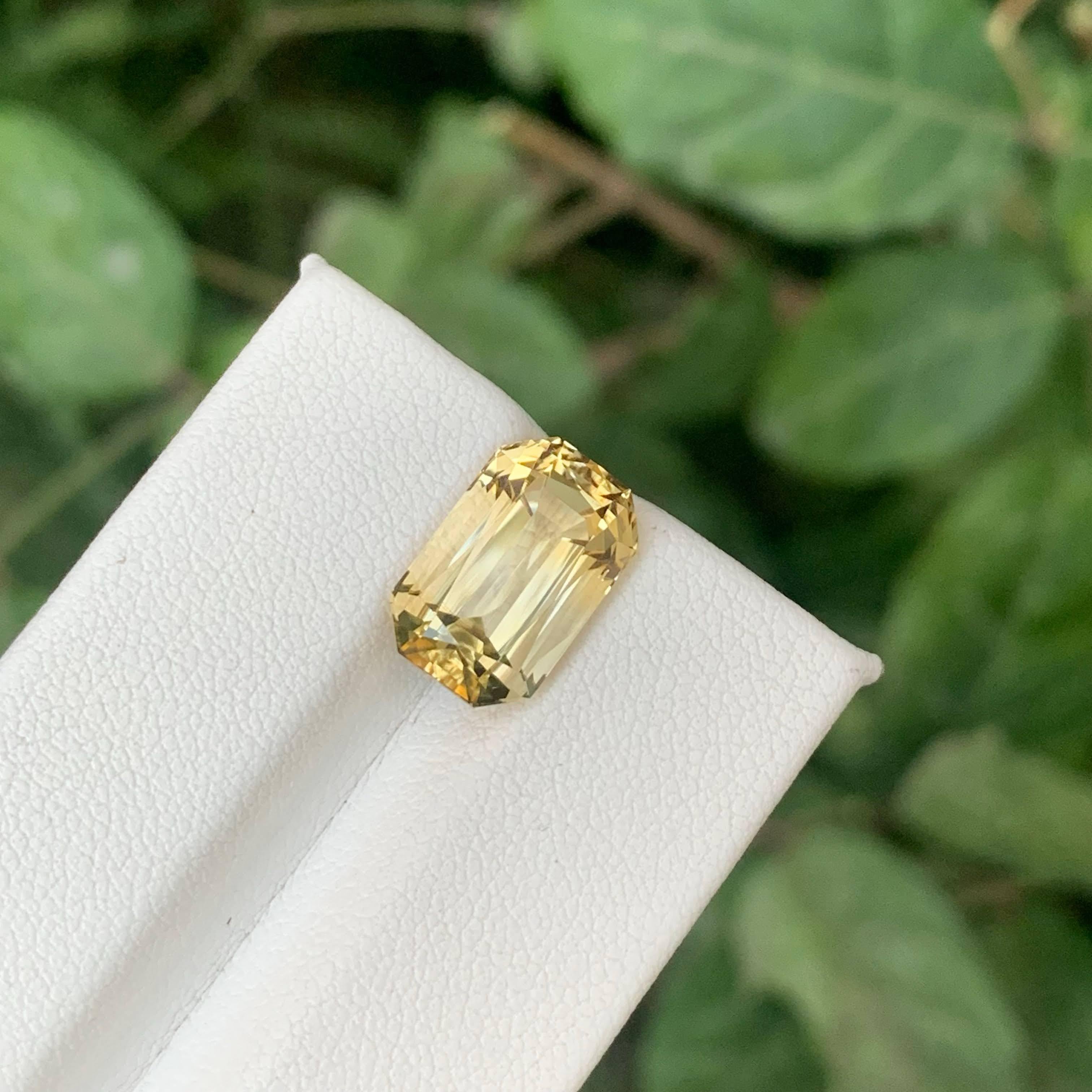 5.35 Carat Natural Loose Yellow Golden Citrine Cushion Cut Brazilian Gemstone For Sale 2