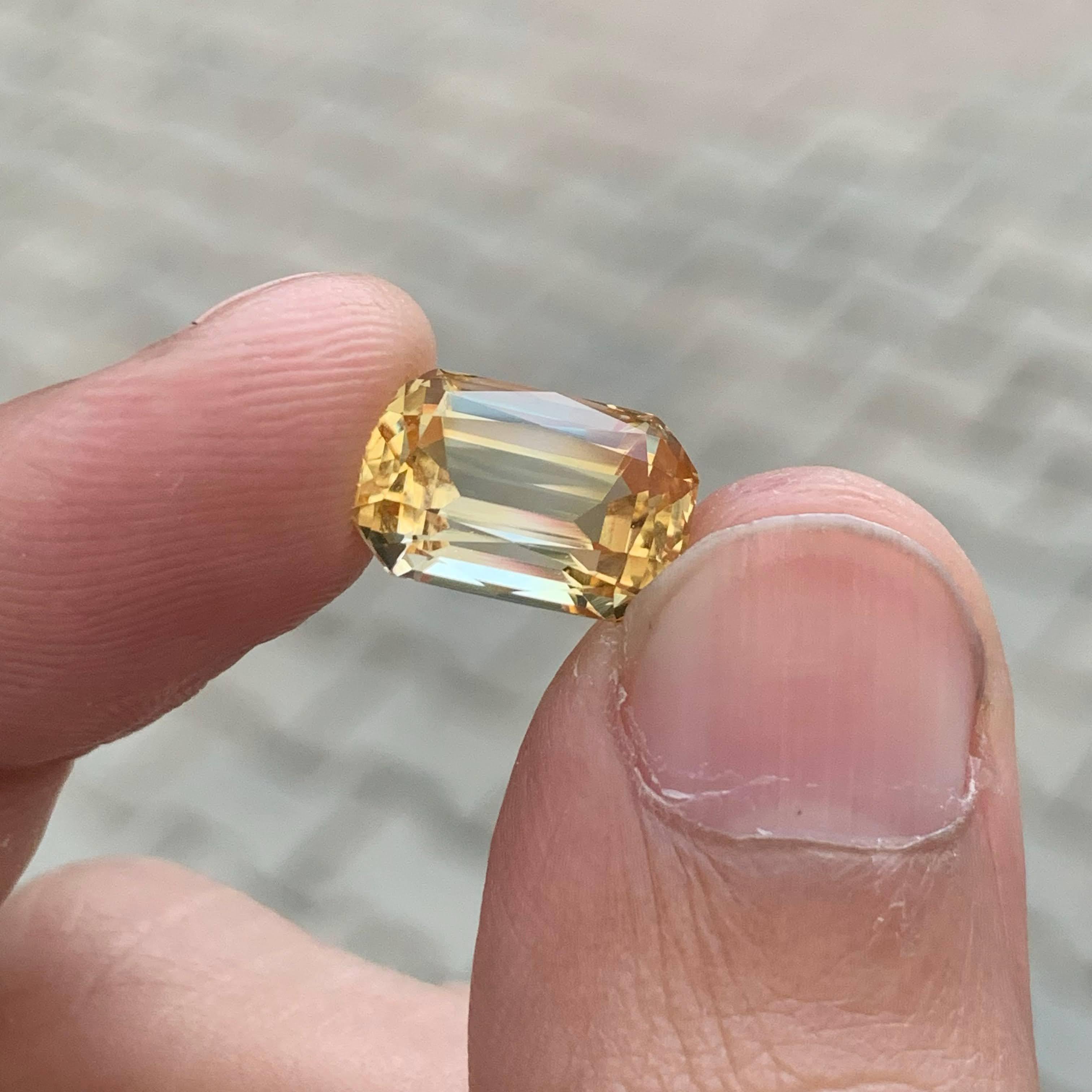 5.35 Carat Natural Loose Yellow Golden Citrine Cushion Cut Brazilian Gemstone For Sale 3