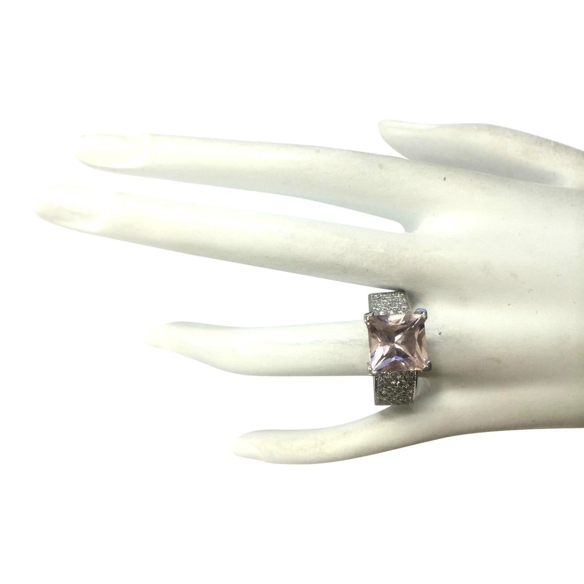 Natural Morganite Diamond Ring In 14 Karat White Gold  In New Condition For Sale In Los Angeles, CA
