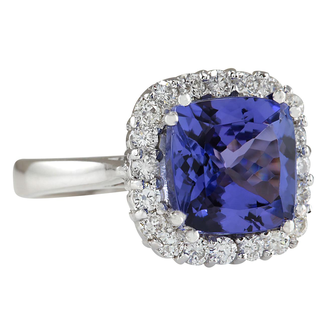 Stamped: 14K White Gold
Total Ring Weight: 5.0 Grams
Total Natural Tanzanite Weight is 4.71 Carat (Measures: 9.50x9.50 mm)
Color: Blue
Total Natural Diamond Weight is 0.64 Carat
Color: F-G, Clarity: VS2-SI1
Face Measures: 13.60x13.60 mm
Sku: