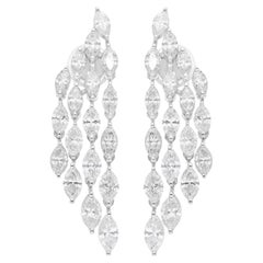 Orecchini a lampadario con diamanti marquise da 5,35 carati SI/H Gioielli in oro bianco 14 carati
