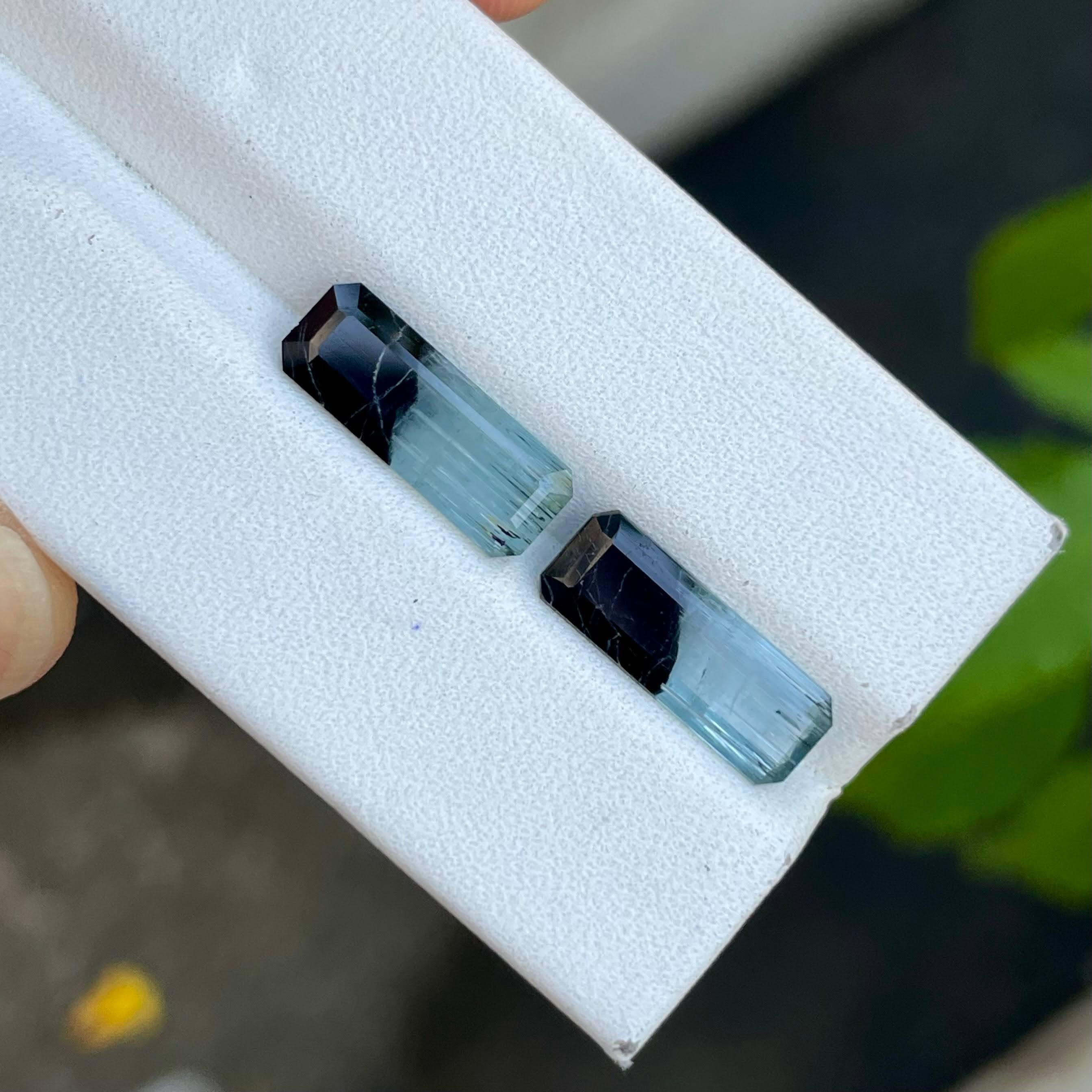 5.35 carats Bicolor Loose Tourmaline Pair Emerald cut Natural Afghan Gemstone In New Condition For Sale In Bangkok, TH