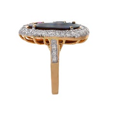 5.35 Carats Blue Opal Pink Sapphire Blue Sapphire And Diamonds 18kt Gold Ring