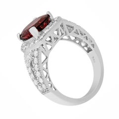 5.35 Carat Natural Tourmaline and Diamond 14 Karat Solid White Gold Ring