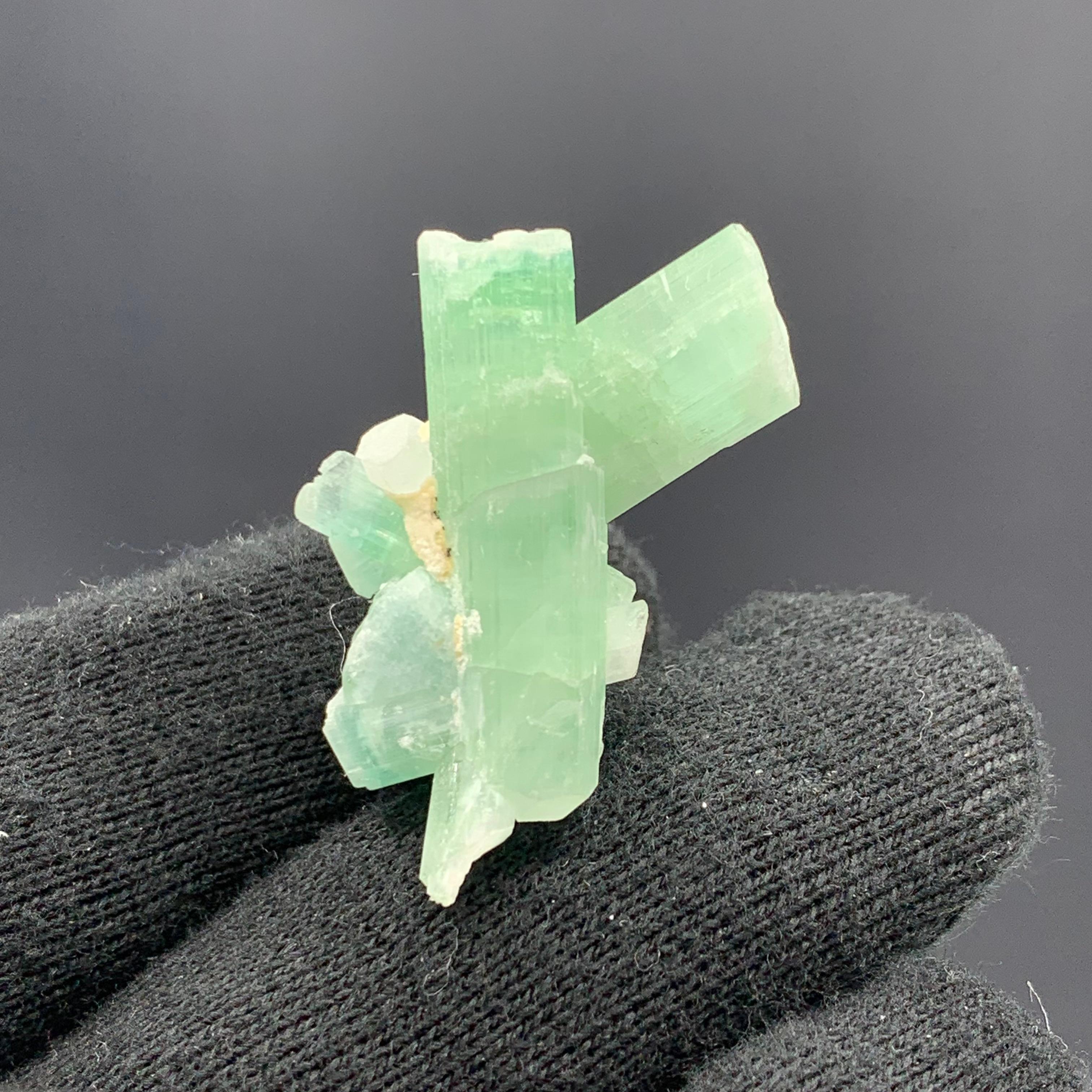 Other 53.55 Cts Adorable Green Sea-foam Tourmaline Crystal Bunch From Afghanistan  For Sale