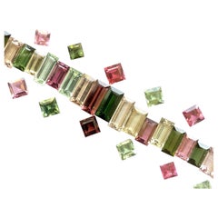 53.57 Carats Princess & Baguettes Tourmaline Layout Suite Faceted Cut Stones